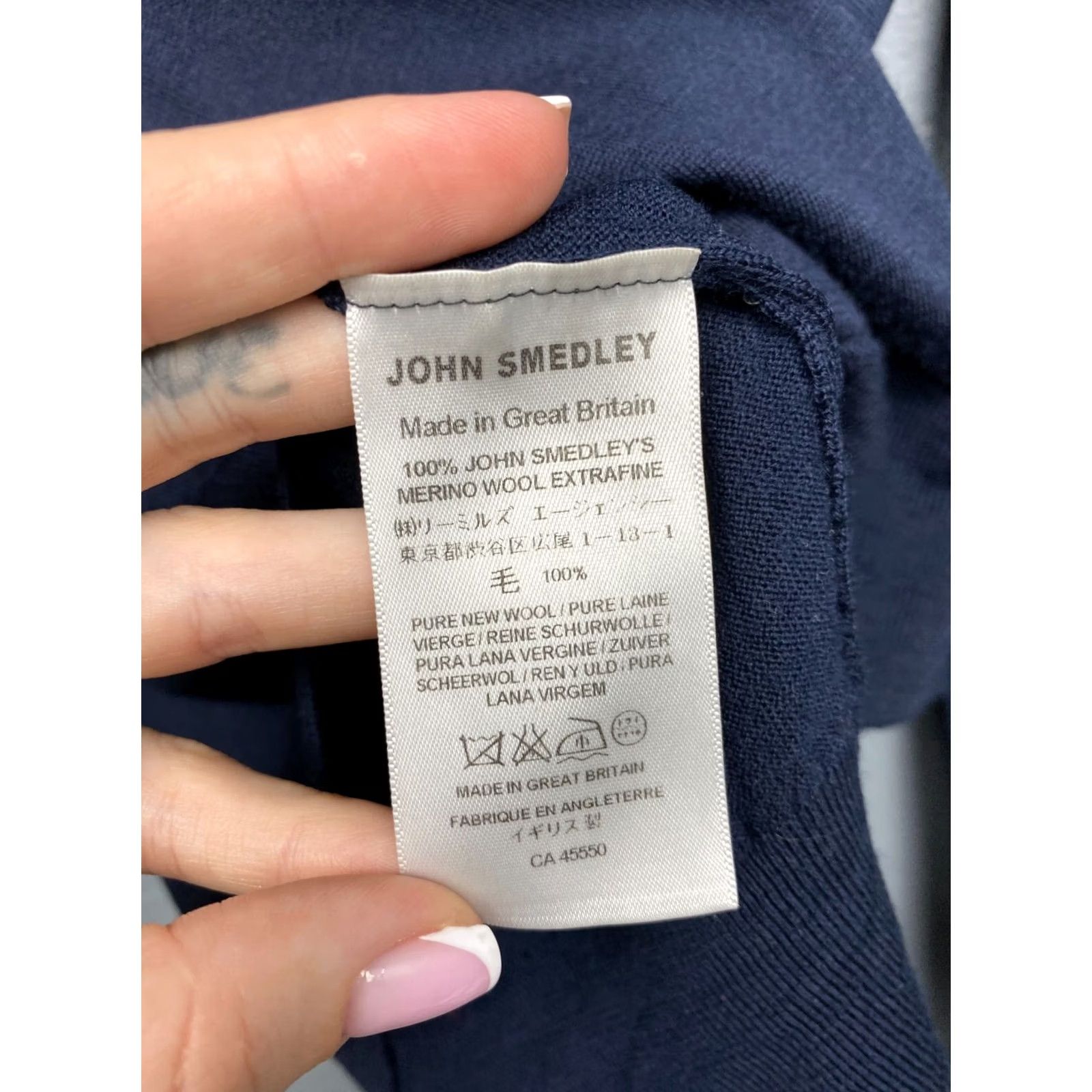 John Smedley VINTAGE John Smedley Mens Sweater Knit Wool V-Neck XL Blue Pullover Wool Knit Cardigan? Size US XL / EU 56 / 4 - 4 Thumbnail