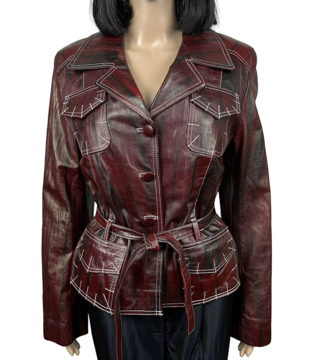 Designer × Genuine Leather Ya&Ka Genuine Leather Jacket Belted size L Size L / US 10 / IT 46 - 3 Thumbnail