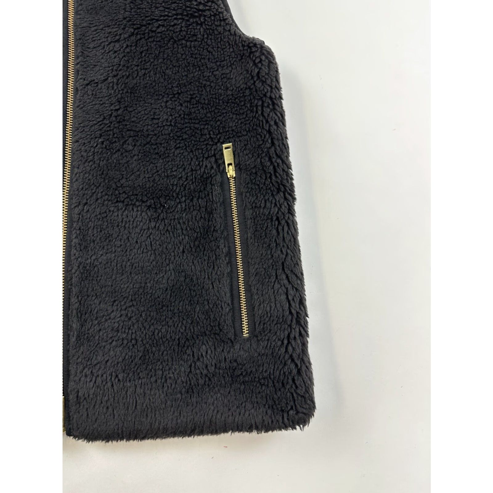 J.Crew J.Crew Vest Womens 2XS Black Faux Fur Fleece Full Zip Up Sleeveless Size XXS / US 00 / IT 34 - 2 Thumbnail