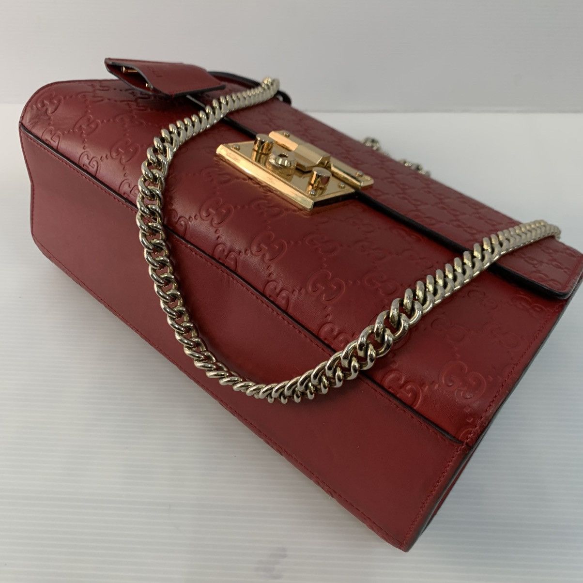 Gucci Gucci Red Leather Chain Shoulder Bag Size ONE SIZE - 9 Thumbnail