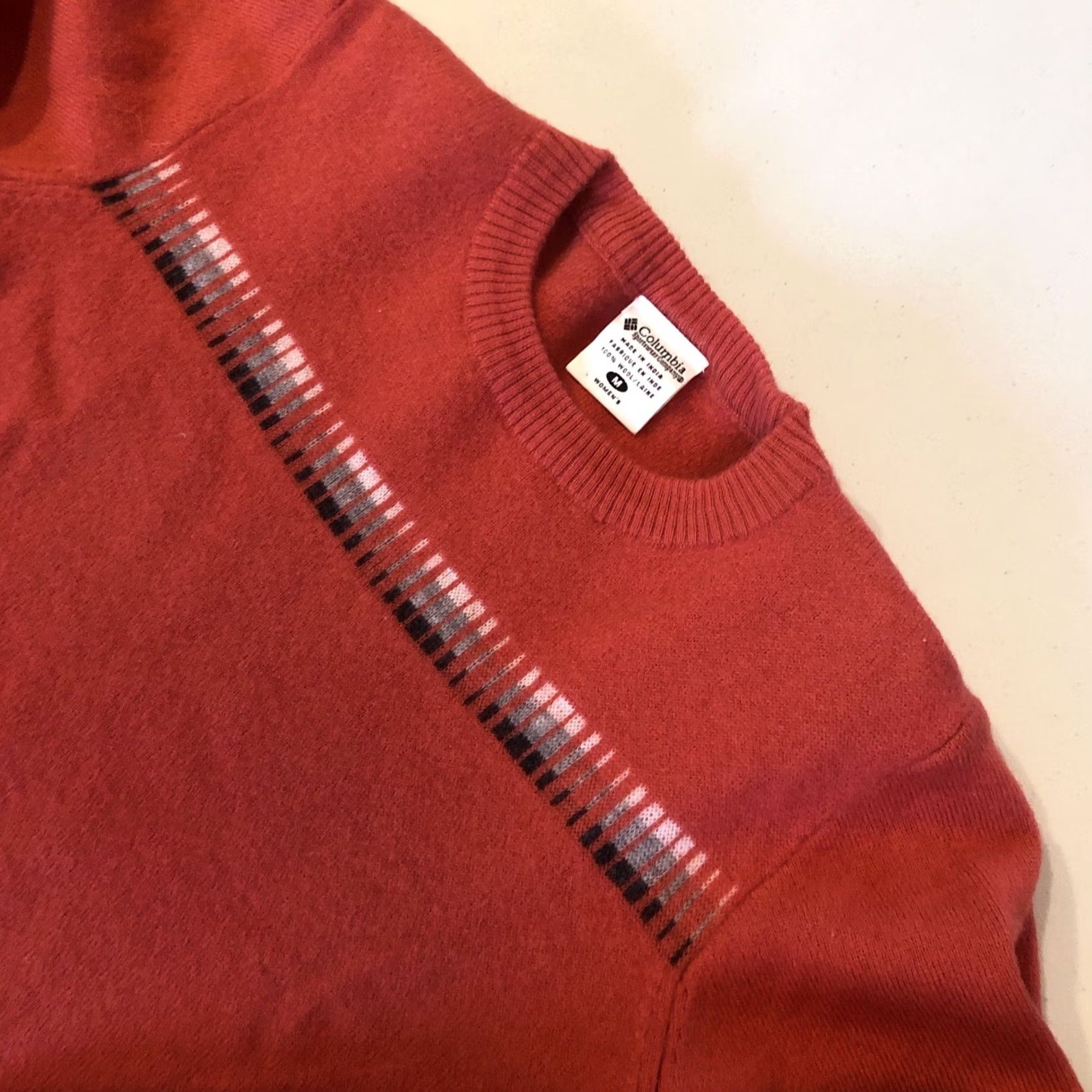 Vintage Columbia Women M Burnt Orange 100% Wool Sweater Long Sleeve Mock Neck Pullover Casual Outdoor Fall Spring Winter Size M / US 6-8 / IT 42-44 - 2 Thumbnail
