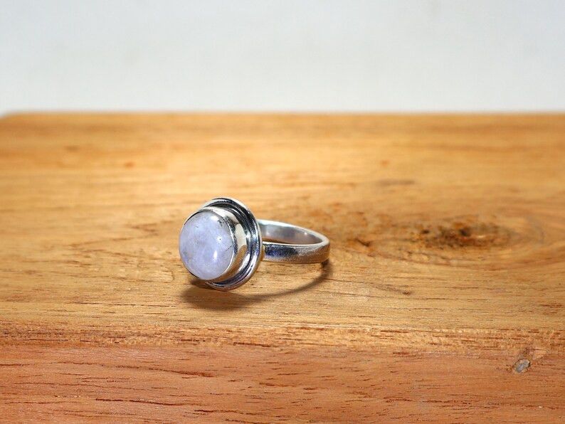 Handmade Moonstone Ring: Handmade Sterling Silver, June Birthstone Size ONE SIZE - 5 Thumbnail