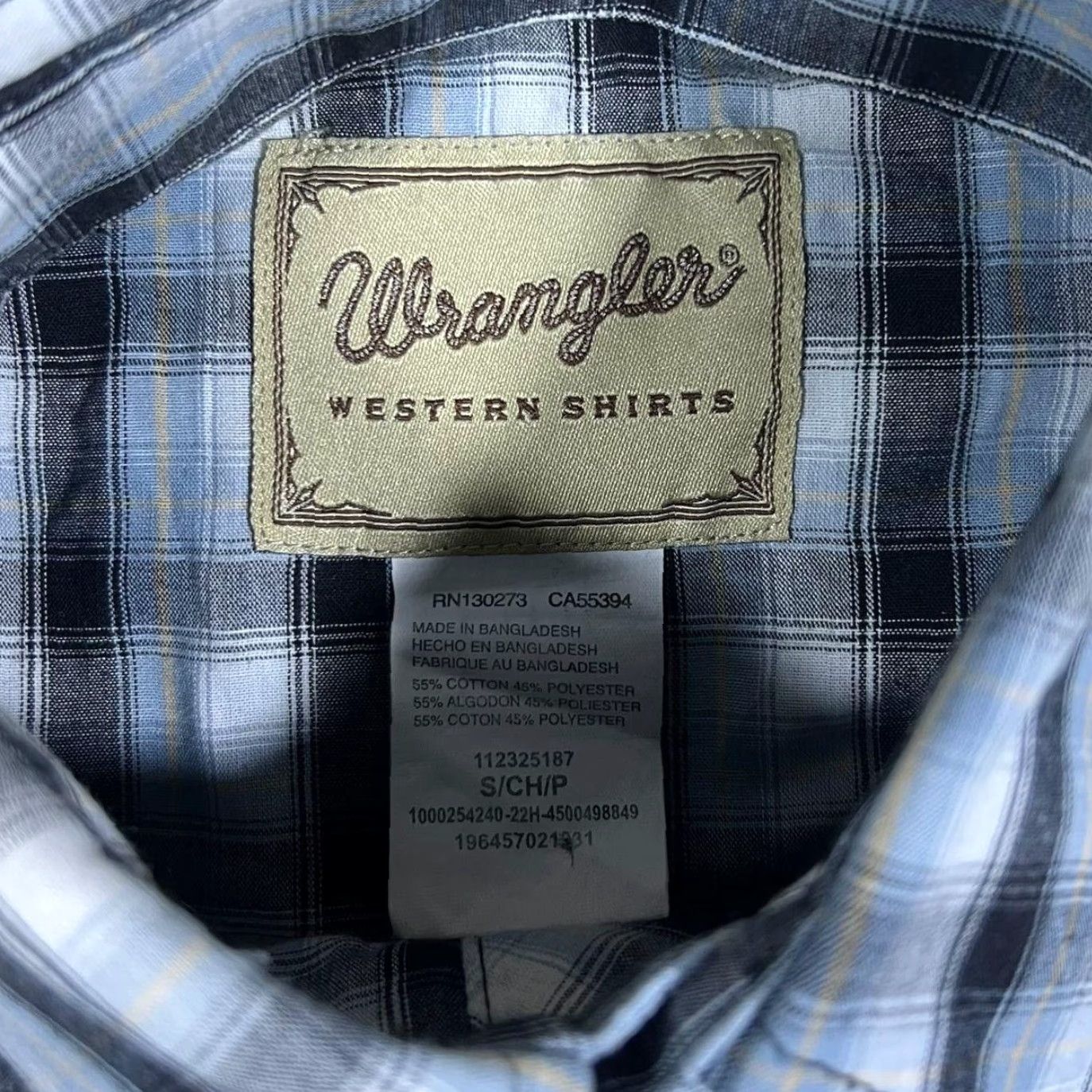 Wrangler VINTAGE Wrangler Western Shirt Mens Small Blue Black White Check Popper Long Sleeve Button-Up Size US S / EU 44-46 / 1 - 4 Thumbnail