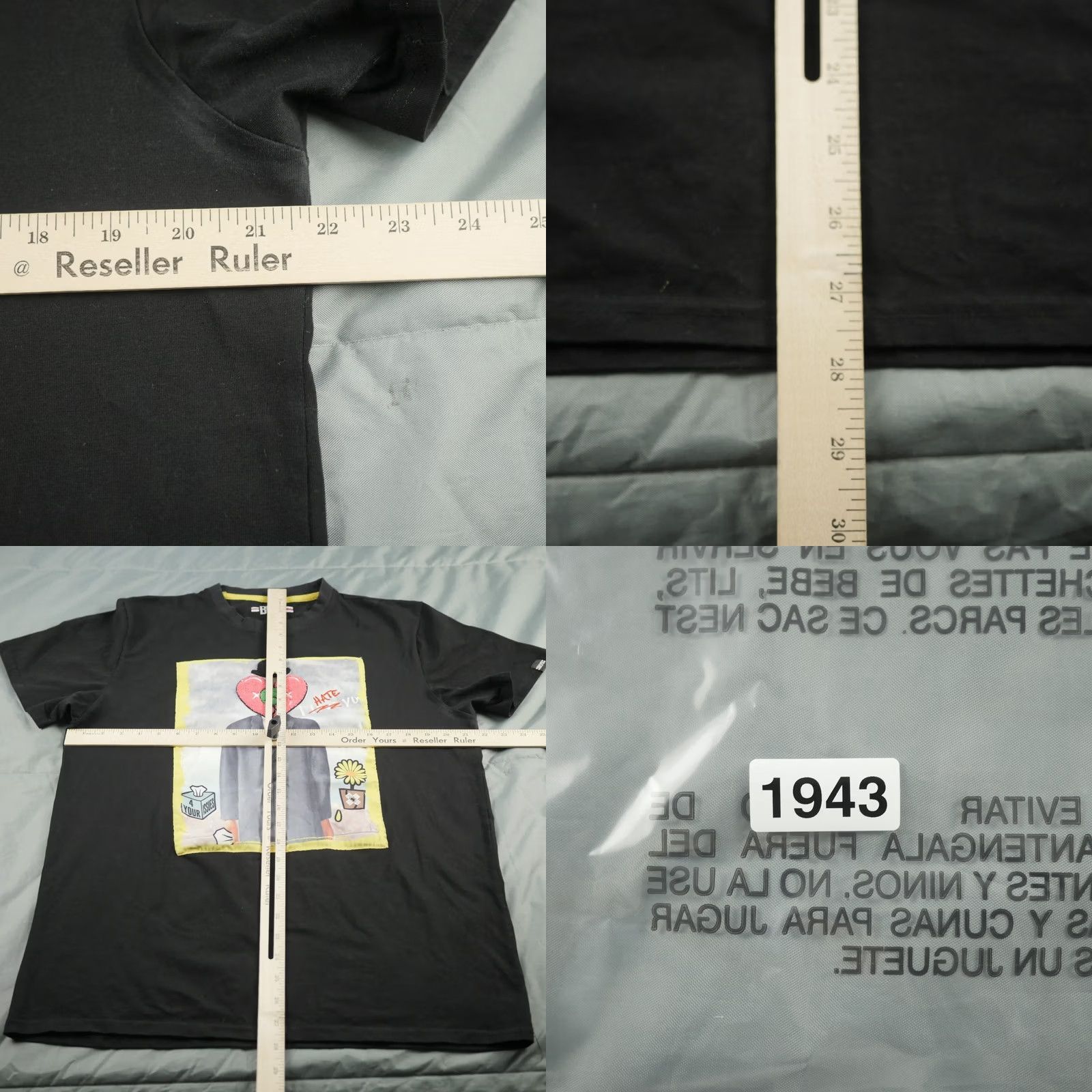Champion BKYS Shirt Mens XL Black Gray Heart Patch Streetwear Art Graphic T-Shirt Size US XL / EU 56 / 4 - 8 Thumbnail