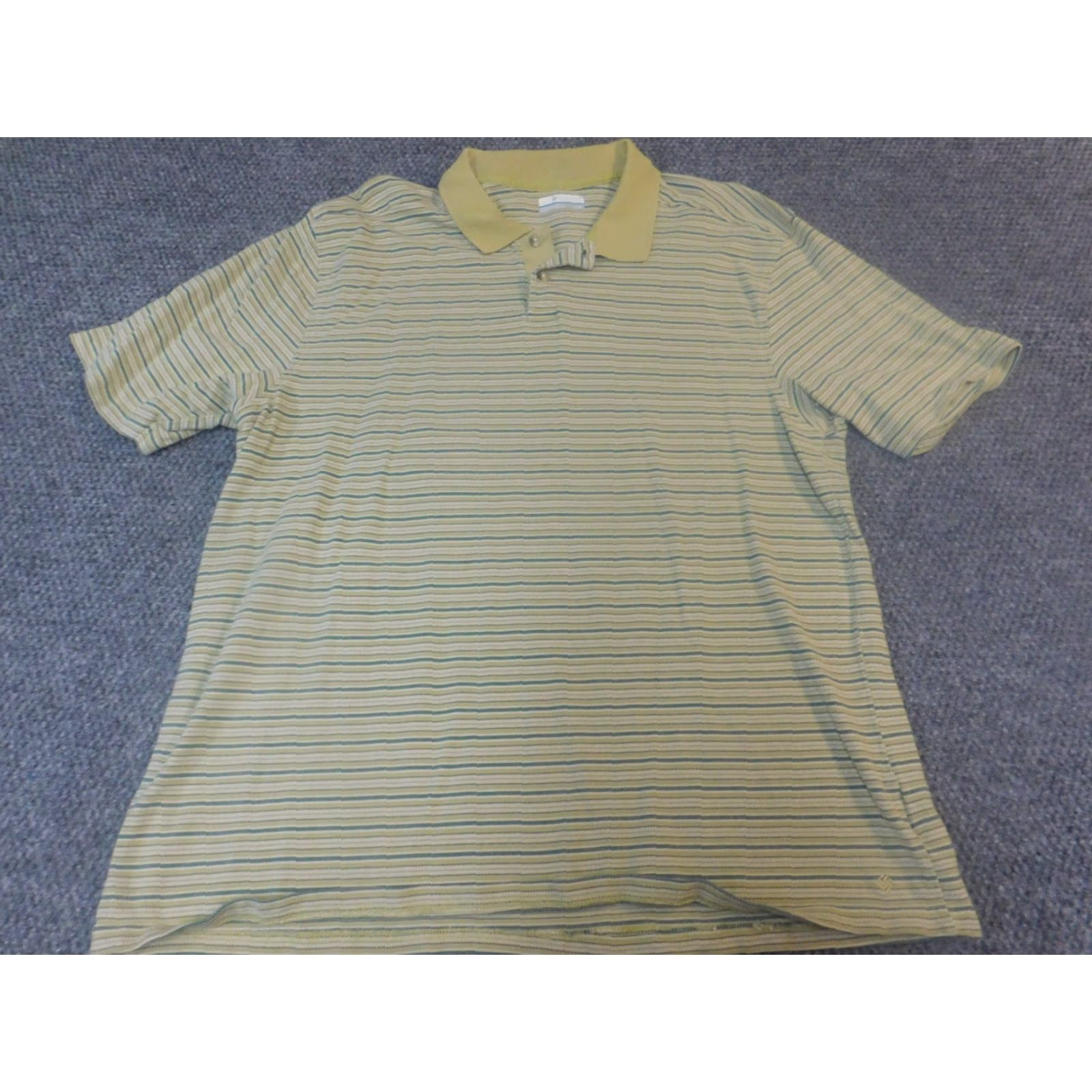 Vintage Columbia Polo Shirt Mens L Green Striped Short Sleeve Cotton Knit Regular Fit Logo 90s Fishing Size US L / EU 52-54 / 3 - 2 Thumbnail