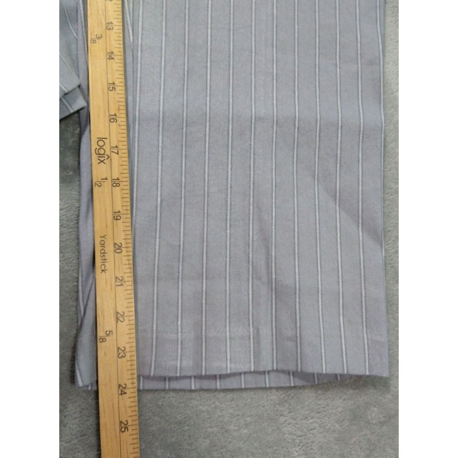 J. Jill J.Jill Pants Womens 16 Gray Striped Linen Blend Stretch Straight Leg Cropped Size 38" / US 16 / IT 52 - 5 Thumbnail