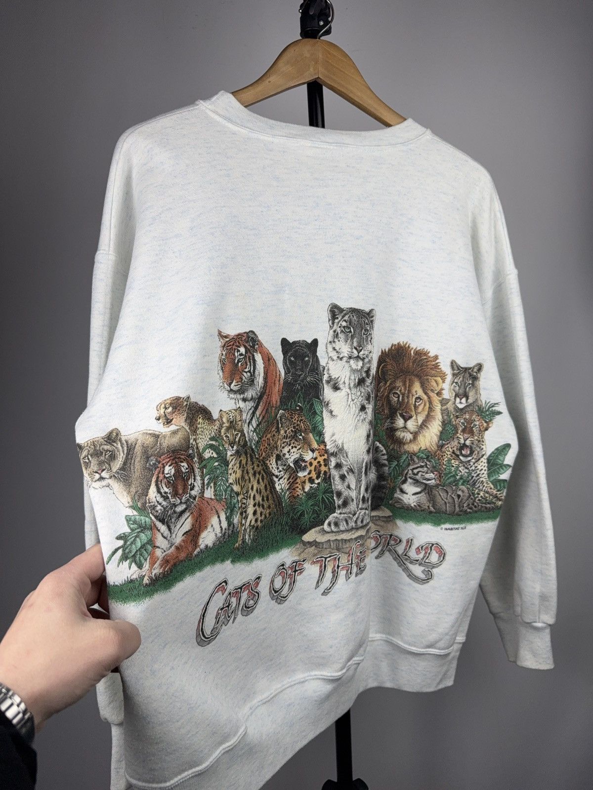 Habitat Vintage 1994 Wildlife Cat Front & Back Print Sweatshirt USA Size US L / EU 52-54 / 3 - 14 Thumbnail