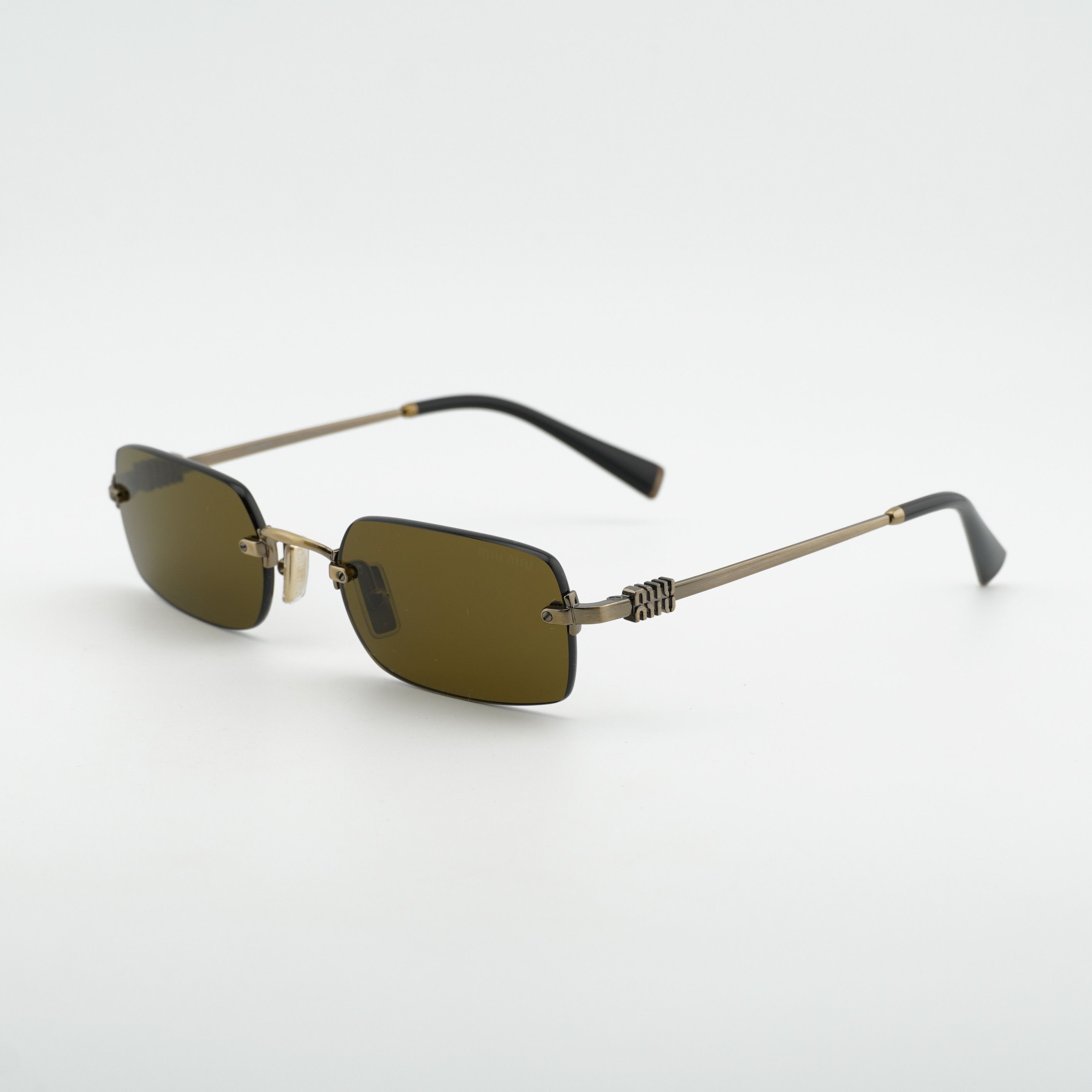 Miu Miu Miu Miu MUB50S 26C09Z Sunglasses Gold Rectangle Frame Size ONE SIZE - 7 Thumbnail
