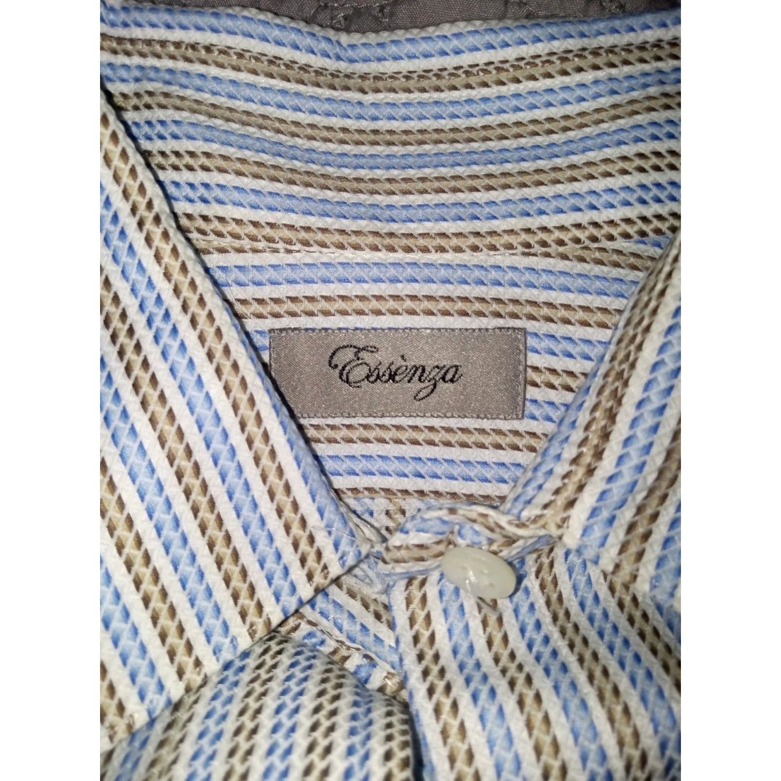 Vintage Essenza Striped Button-Up Shirt Womens L Blue Size L / US 10 / IT 46 - 2 Thumbnail