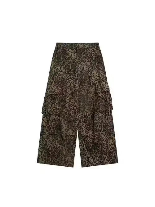Japanese Brand × Jean Leopard print paratrooper pleated cargo wide-leg pants Size US 32 / EU 48 - 2 Thumbnail