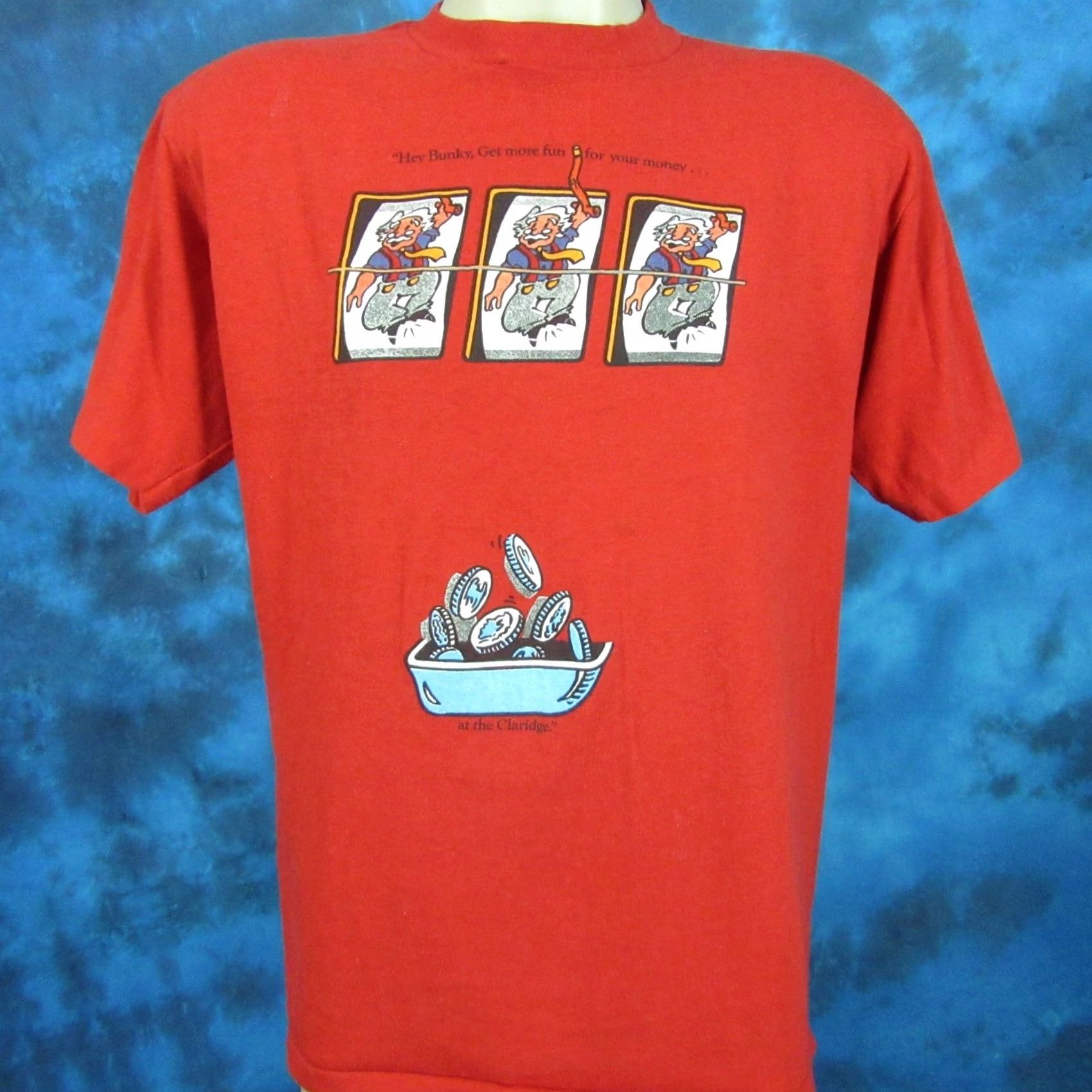 Vintage VINTAGE DEL WEBB'S CLARIDGE COWBOY ATLANTIC CITY T-Shirt L 80s single stitch Red Mens Size US L / EU 52-54 / 3 - 2 Thumbnail