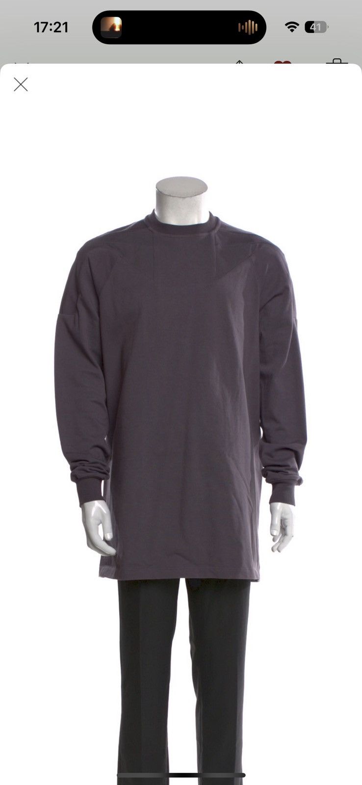 Rick Owens Rick Owens lavender purple long sleeve FW21 (size M/46) Size US M / EU 48-50 / 2 - 1 Thumbnail