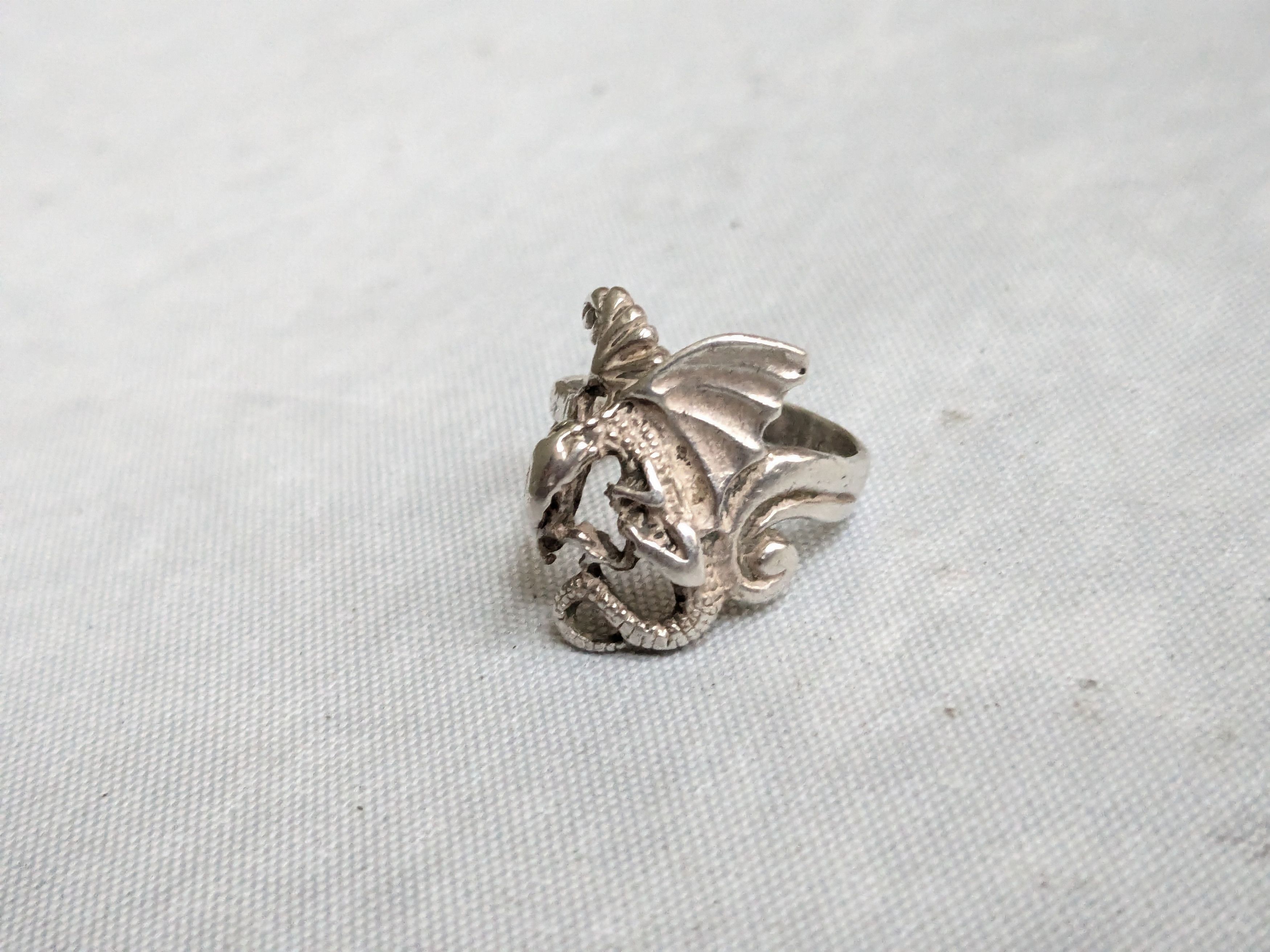 Jewelry Vintage Sterling Silver Dragon Ring 6 Wings Size ONE SIZE - 4 Thumbnail