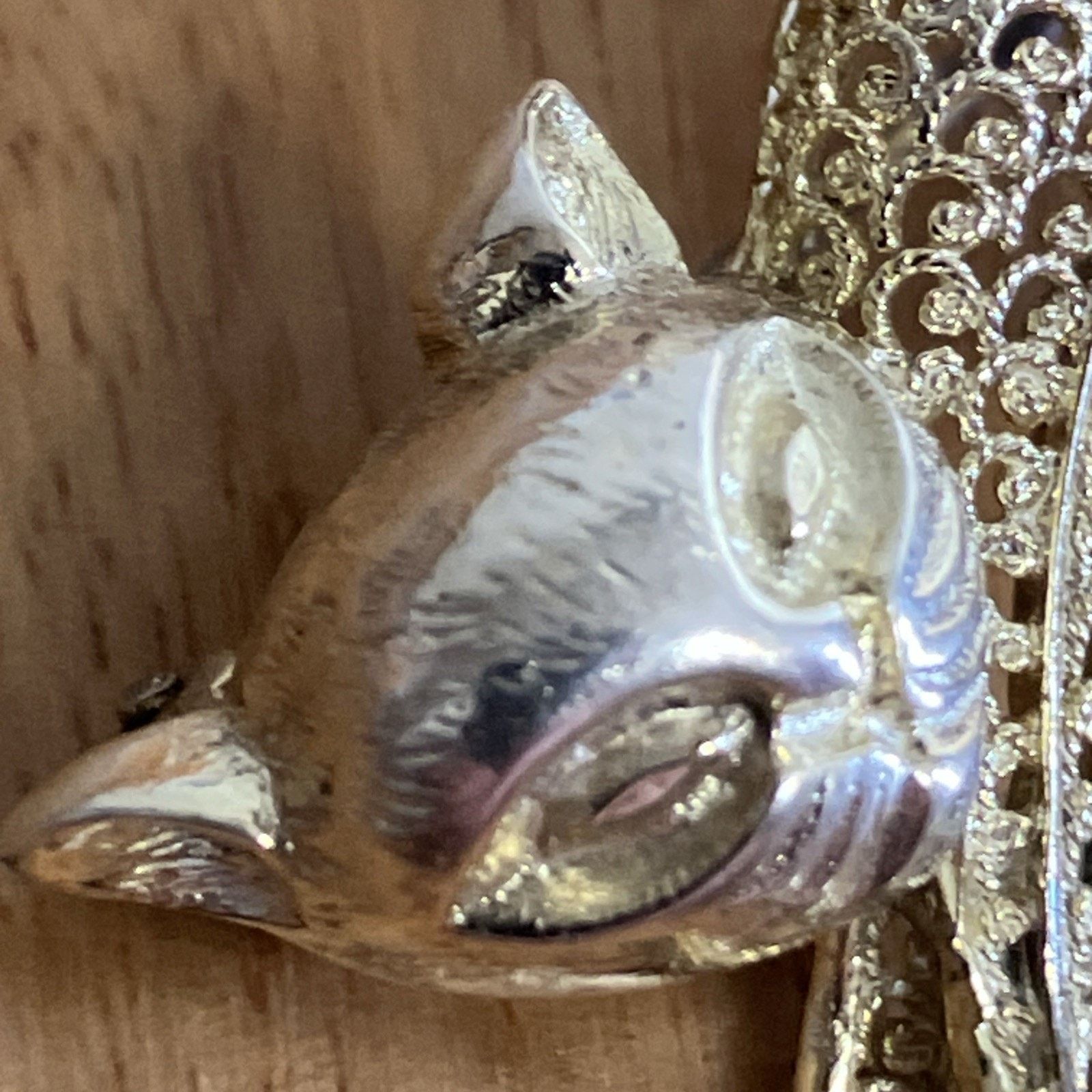Other Vtg Scaredy Cat Sterling Silver Filigree Brooch Pin Germany Size ONE SIZE - 16 Thumbnail