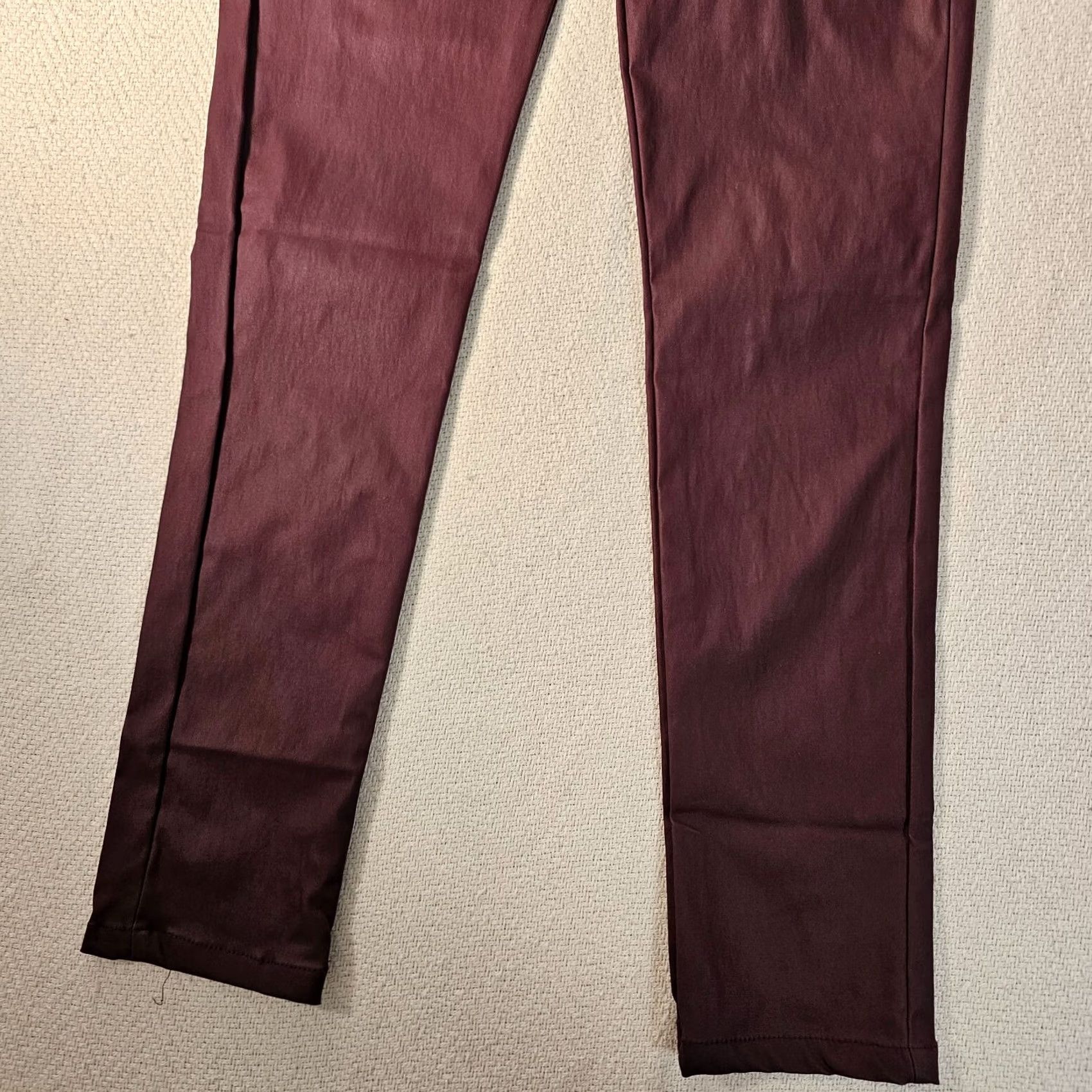 Vintage Bellanoa Leggings Womens 14 Plum Purple Faux Leather Casual Ankle Pants Pull On Purple 14 Womens Size 36" / US 14 / IT 50 - 2 Thumbnail