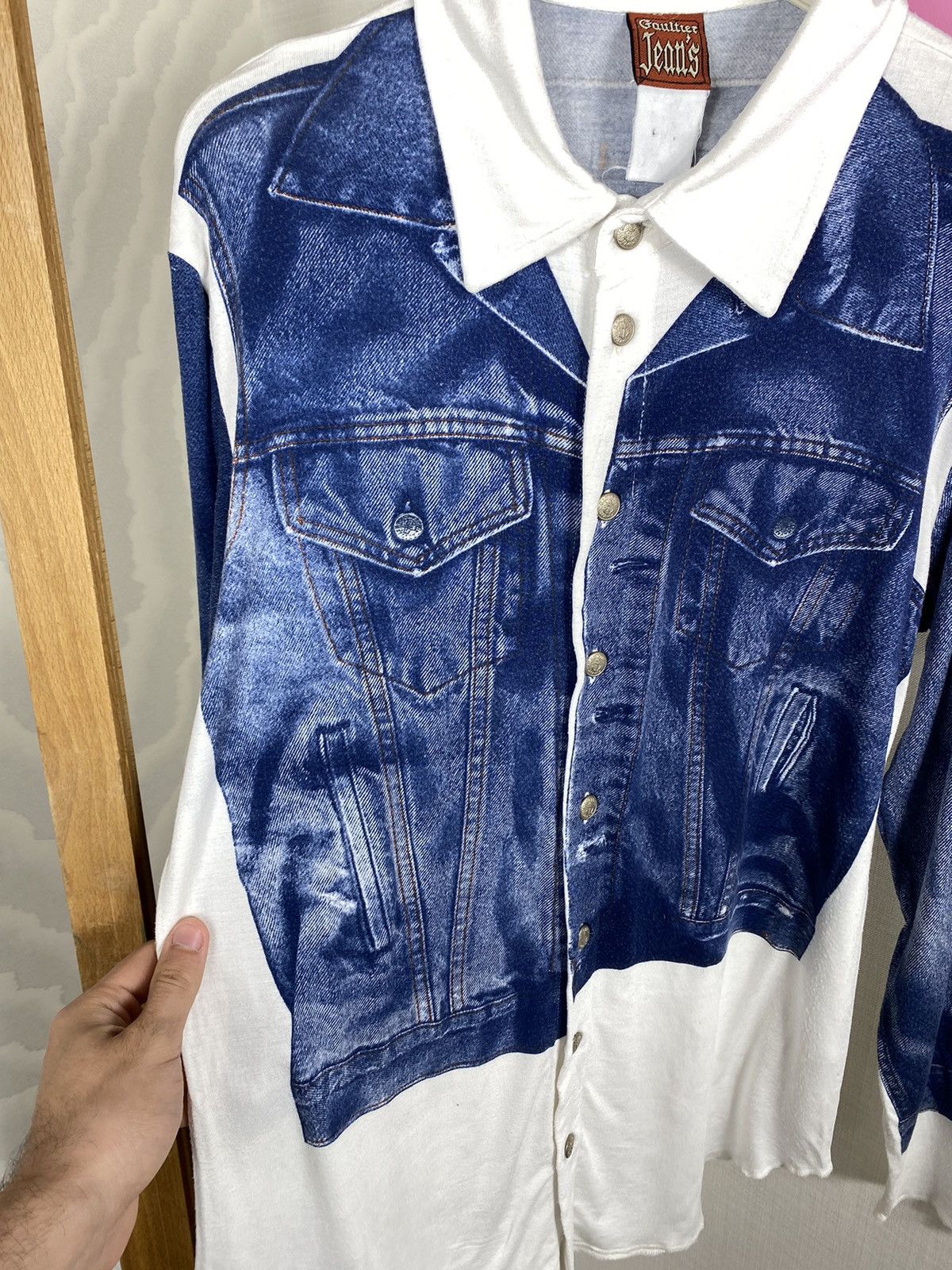 Jean Paul Gaultier × Vintage Jean Paul Gaultier Jeans Trompe Shirt SS97 Size L / US 10 / IT 46 - 8 Thumbnail