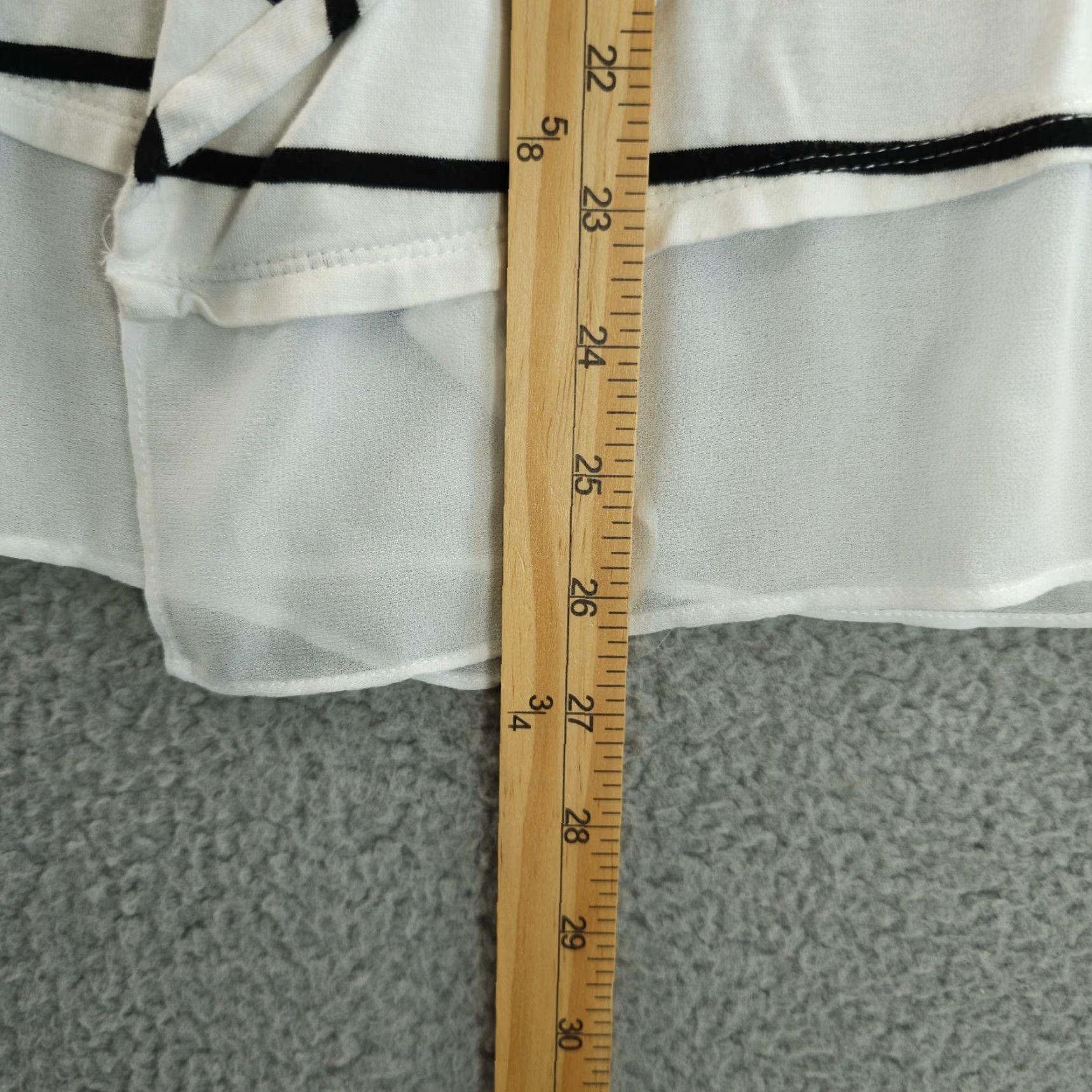 White House Black Market White House Black Market Cardigan M White Black Striped Sheer Hem Waterfall Top Size M / US 6-8 / IT 42-44 - 6 Thumbnail