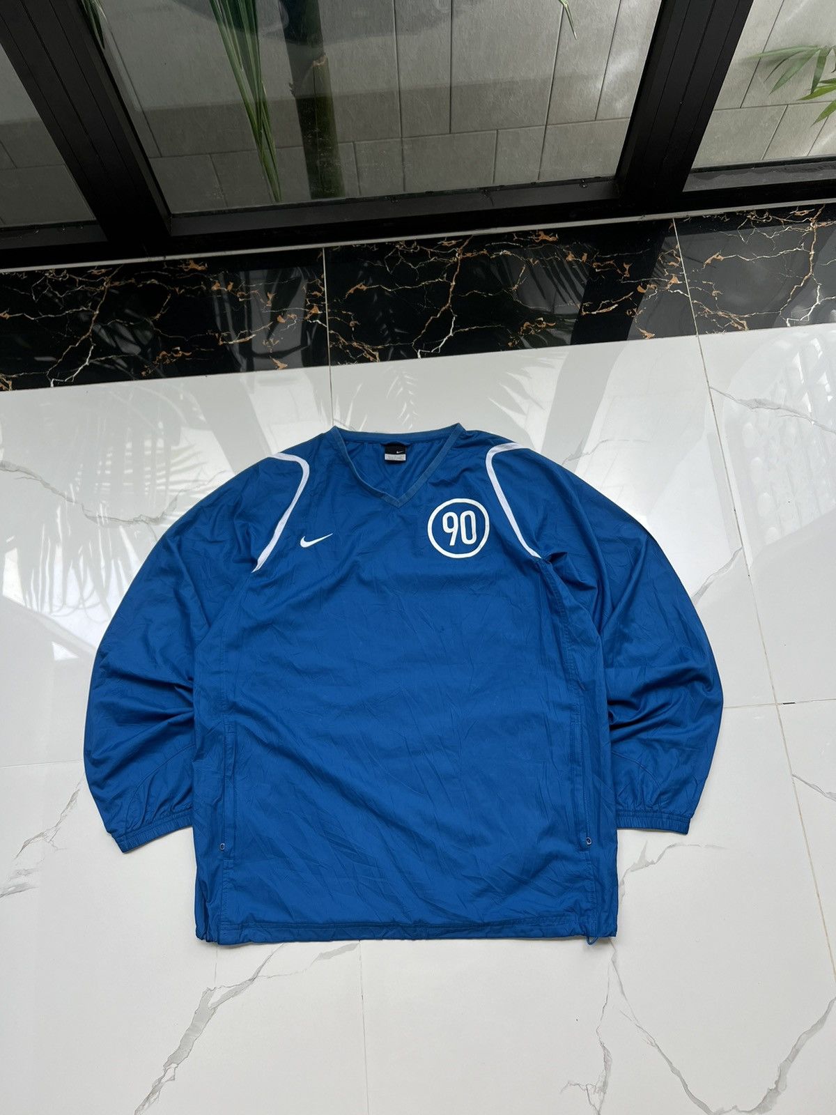 Nike × Vintage 90’s NIKE TOTALNINETY RETRO RARE NYLON V-NECK SWEATSHIRT Size US XL / EU 56 / 4 - 1 Thumbnail