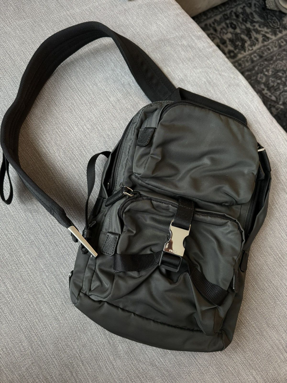 image of Prada Dark Green Crossbody Nylon Bag, Men's