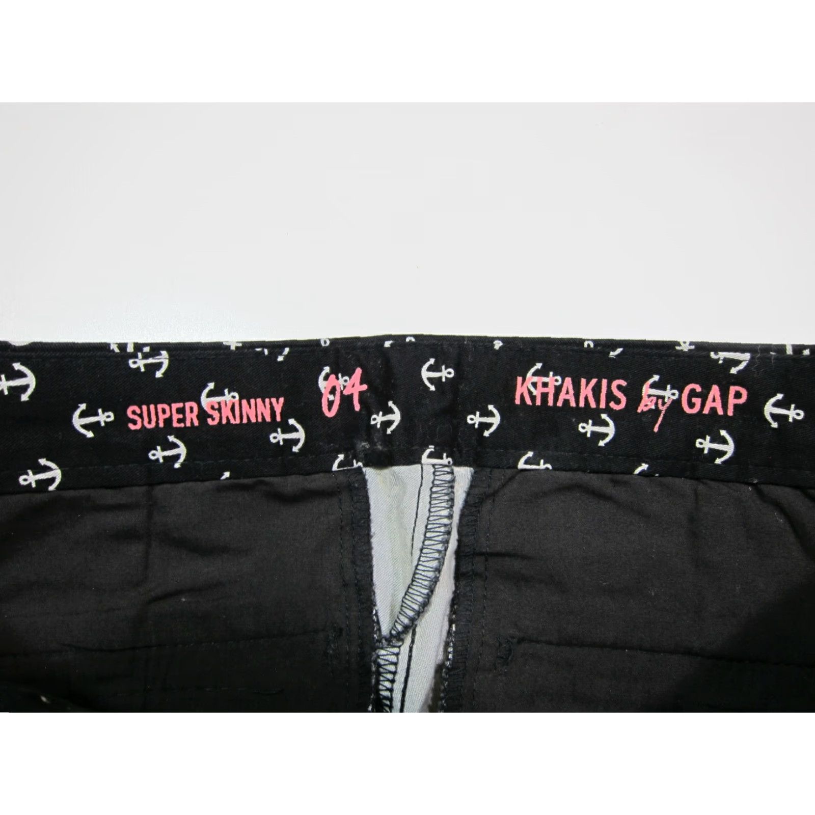 Gap Gap Cotton Stretch Black White Boat Anchor Super Skinny Chino Pant Women Size 04 Size 27" / US 4 / IT 40 - 3 Thumbnail