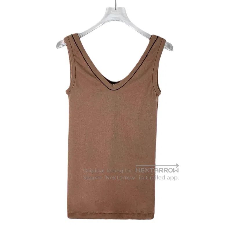 Brunello Cucinelli Brunello Cucinelli Dark brown sequin cotton V-neck sleevel Size S / US 4 / IT 40 - 1 Thumbnail