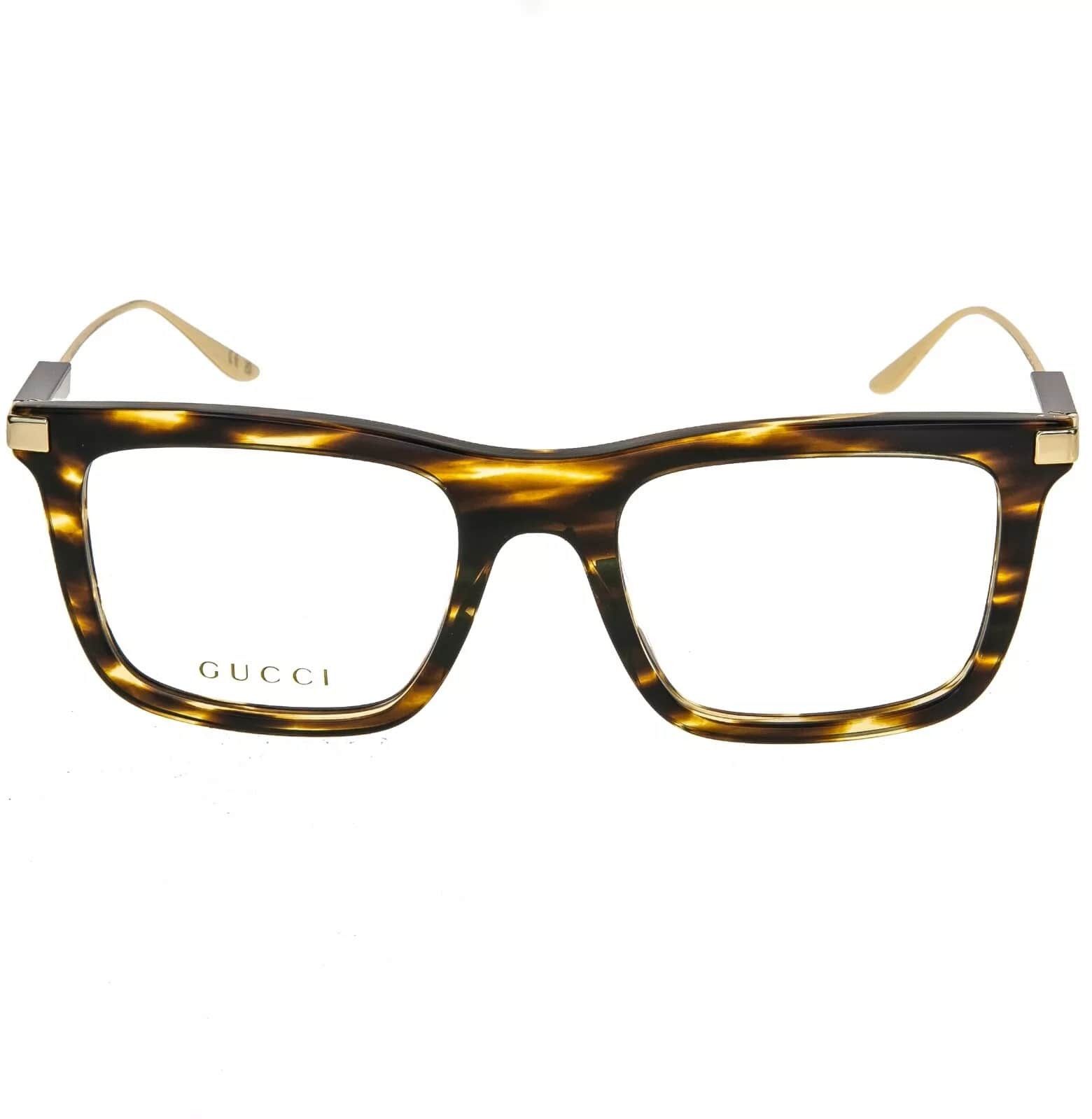 Gucci GUCCI 1438 Gold Havana Stripe Logo Eyeglasses GG1438O 003 Size ONE SIZE - 5 Thumbnail