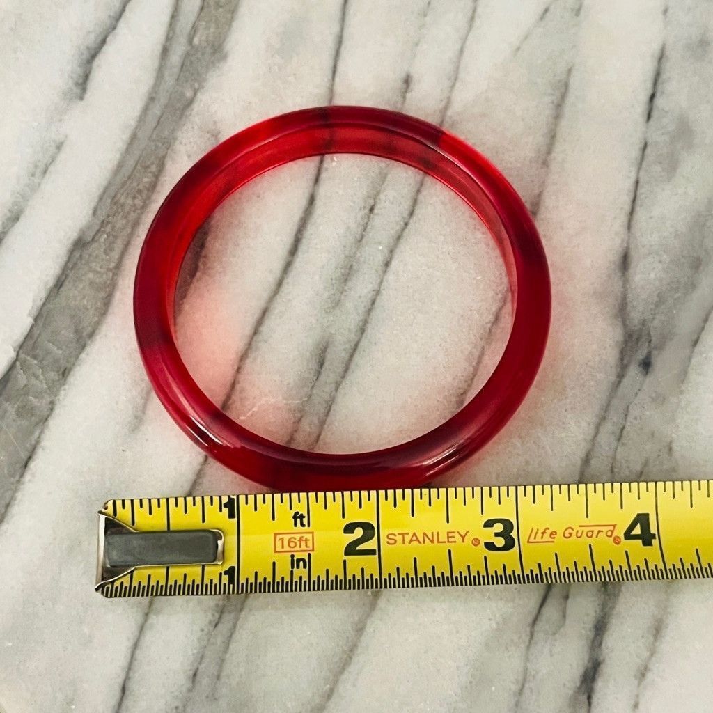 Vintage Vintage Ruby Red Lucite Bangle Bracelet Chunky Retro Size ONE SIZE - 4 Thumbnail