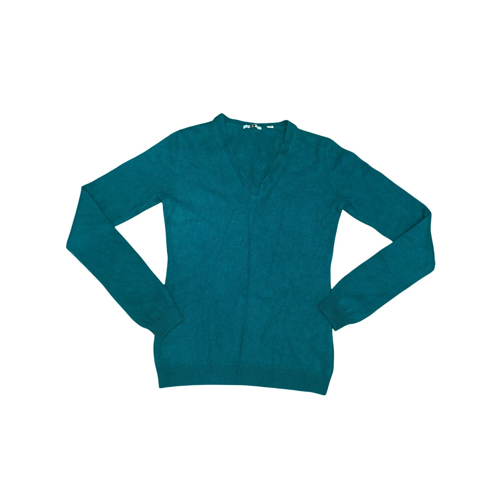 Uniqlo CCC Uniqlo Cashmere Teal V Neck Long Sleeve Sweater Ribbed C Size XS / US 0-2 / IT 36-38 - 5 Thumbnail