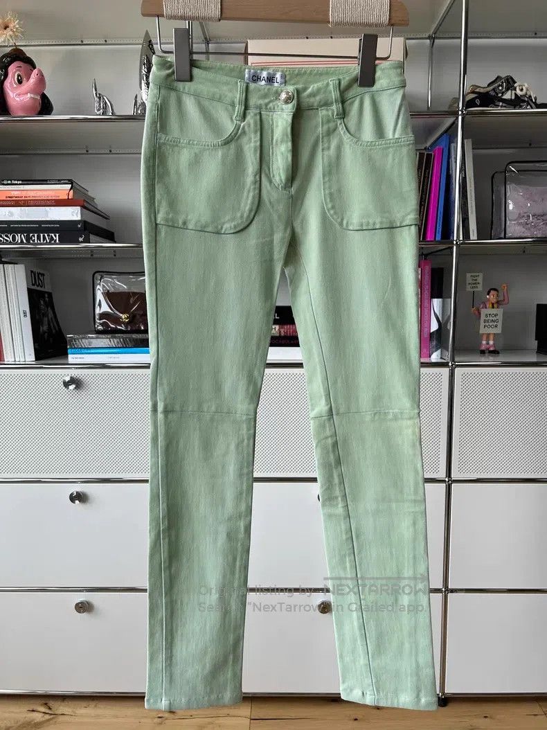 Chanel Green slim denim trousers