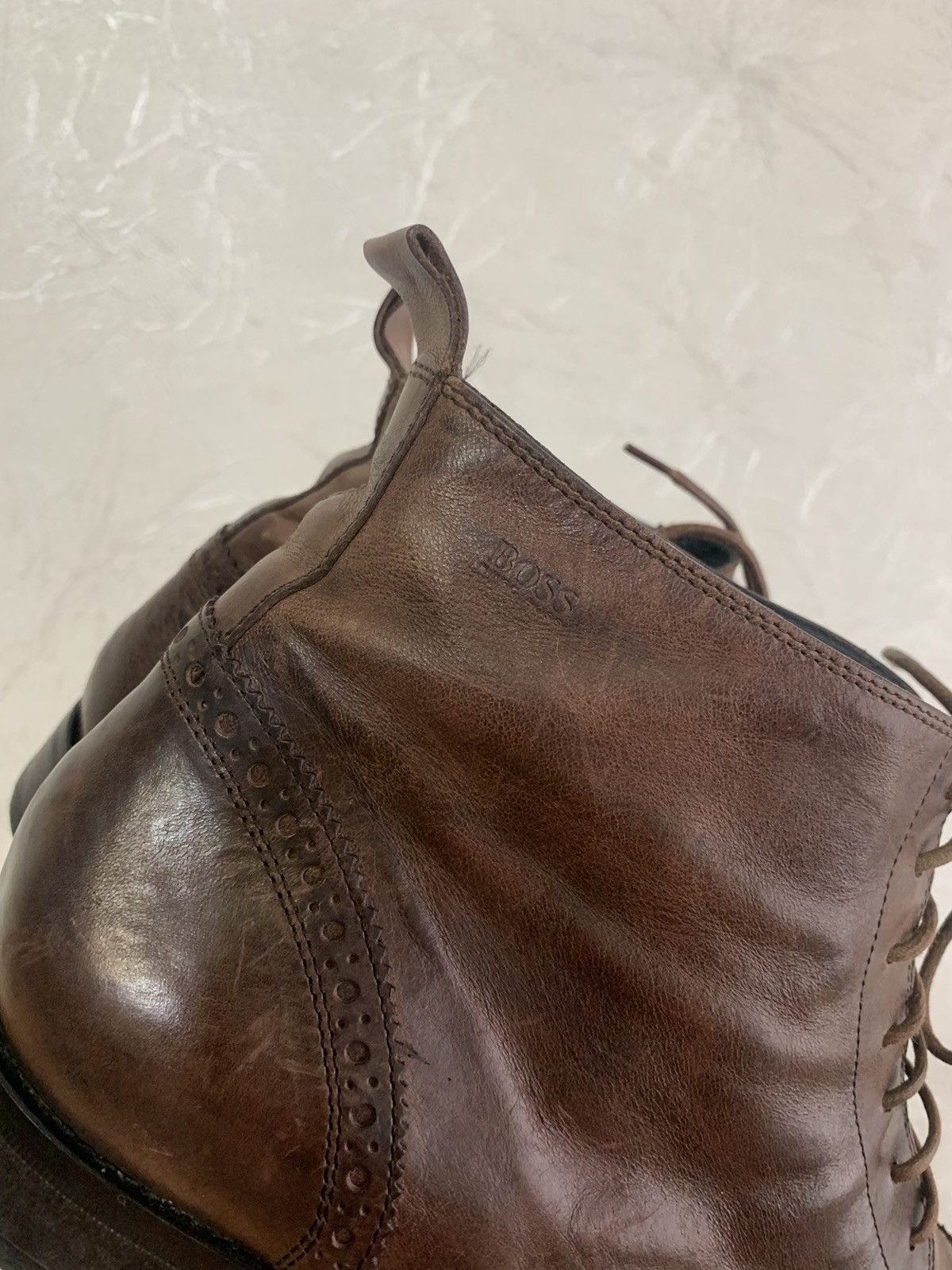 Genuine Leather × Hugo Boss Boss Hugo Boss Brown Leather Brogue Boots Made in Italy US11 Size US 11 / EU 44 - 4 Thumbnail