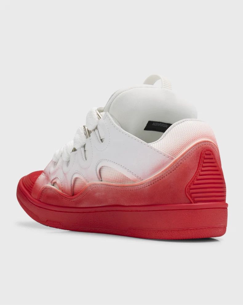 Lanvin o1w1db11124 Exclusive Curb Low-Top Sneakers in White/Red Size US 12 / EU 45 - 5 Thumbnail