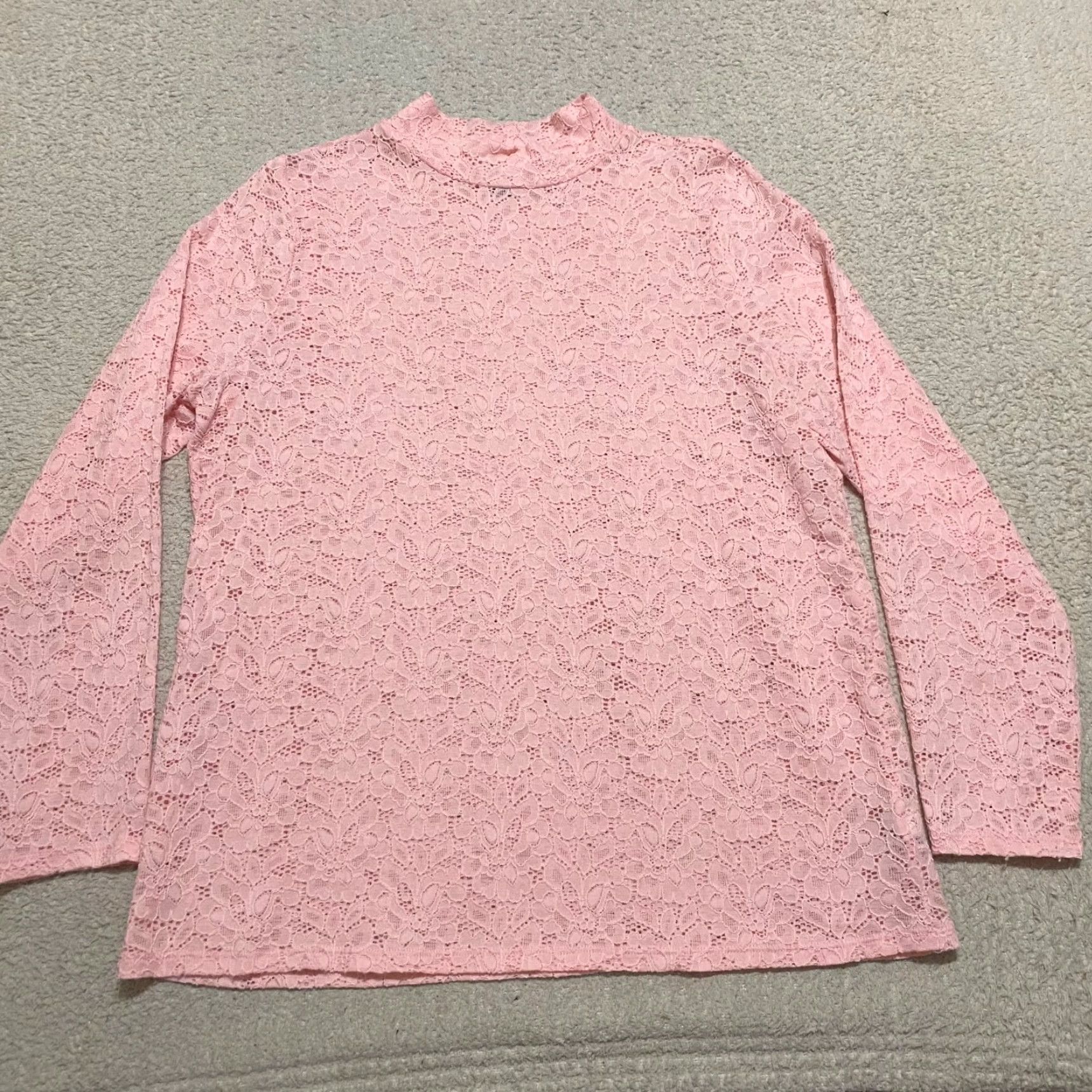 Torrid Torrid Shirt 1X Pink Floral Lace Mock Neck Long Sleeve Nylon Blouse Womens Plus Size 1X Spring Summer Fall Womens Size XL / US 12-14 / IT 48-50 - 2 Thumbnail