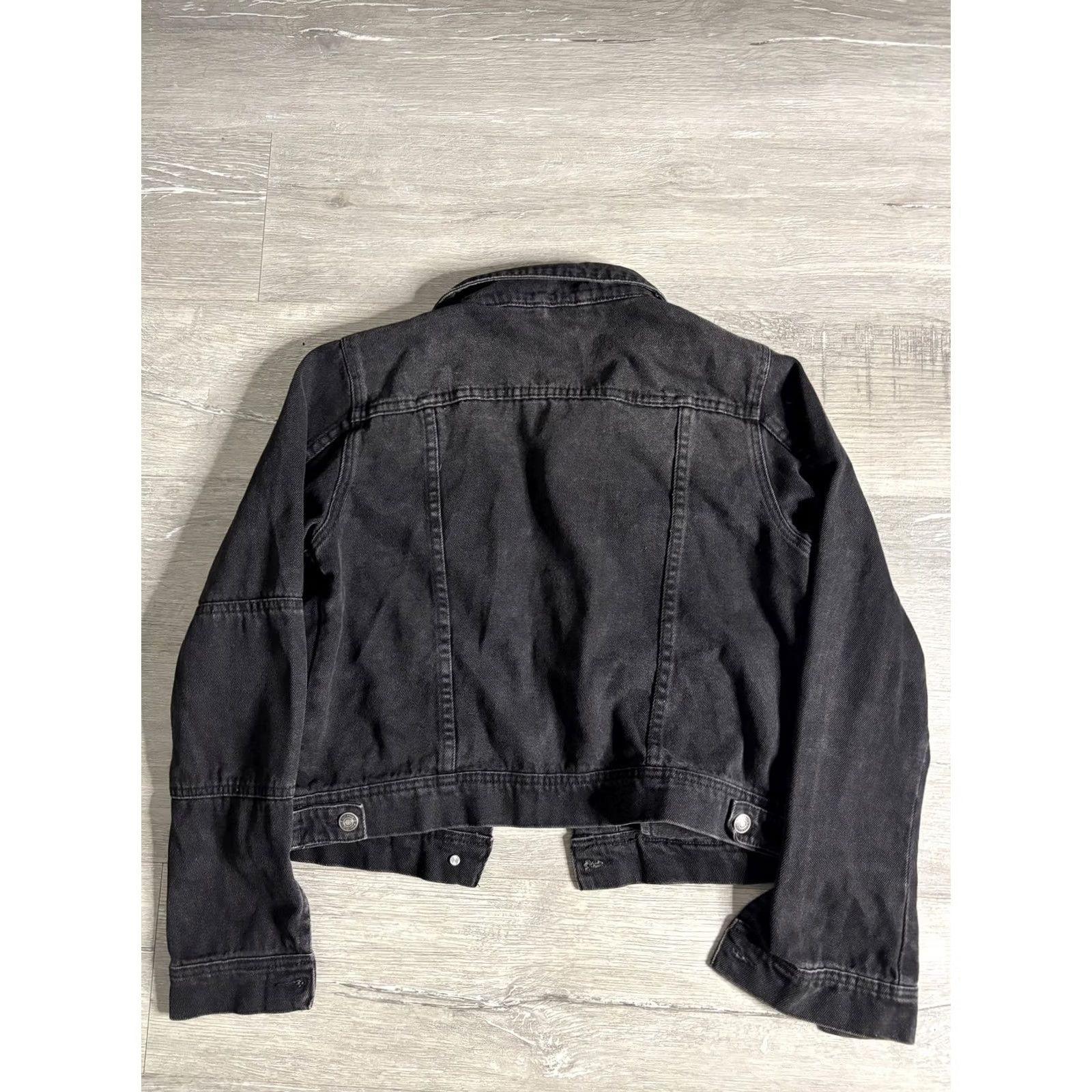 Free People VINTAGE Free People Jacket Womens S Black Denim Button Front Cropped Classic Size S / US 4 / IT 40 - 4 Thumbnail