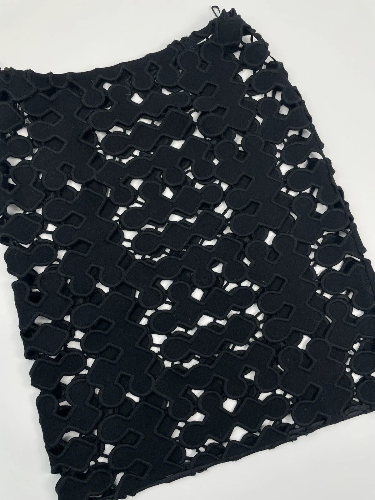 Miu Miu Miu Miu SS2008 Black Laser Cut Holes Wool Skirt Size 38" / US 16 / IT 52 - 10 Thumbnail