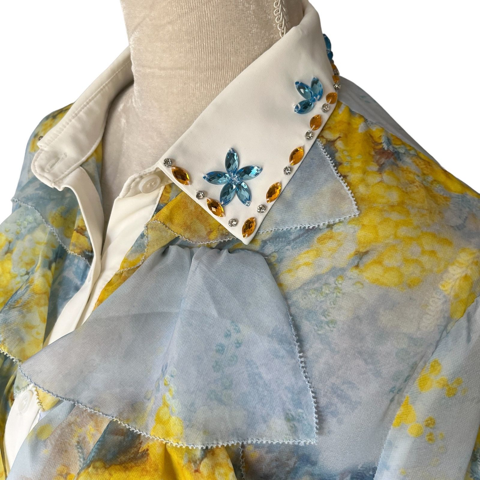 Other UVM Blouse Button Down Semi Sheer L Crystals Boho Retro Size L / US 10 / IT 46 - 3 Thumbnail