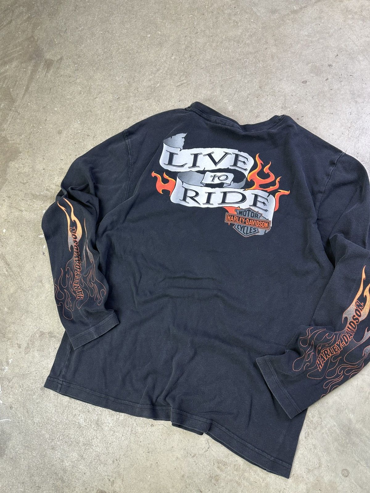 Harley Davidson × Vintage Vintage Harley Davidson Live To Ride Longsleeve Large Size US L / EU 52-54 / 3 - 2 Thumbnail
