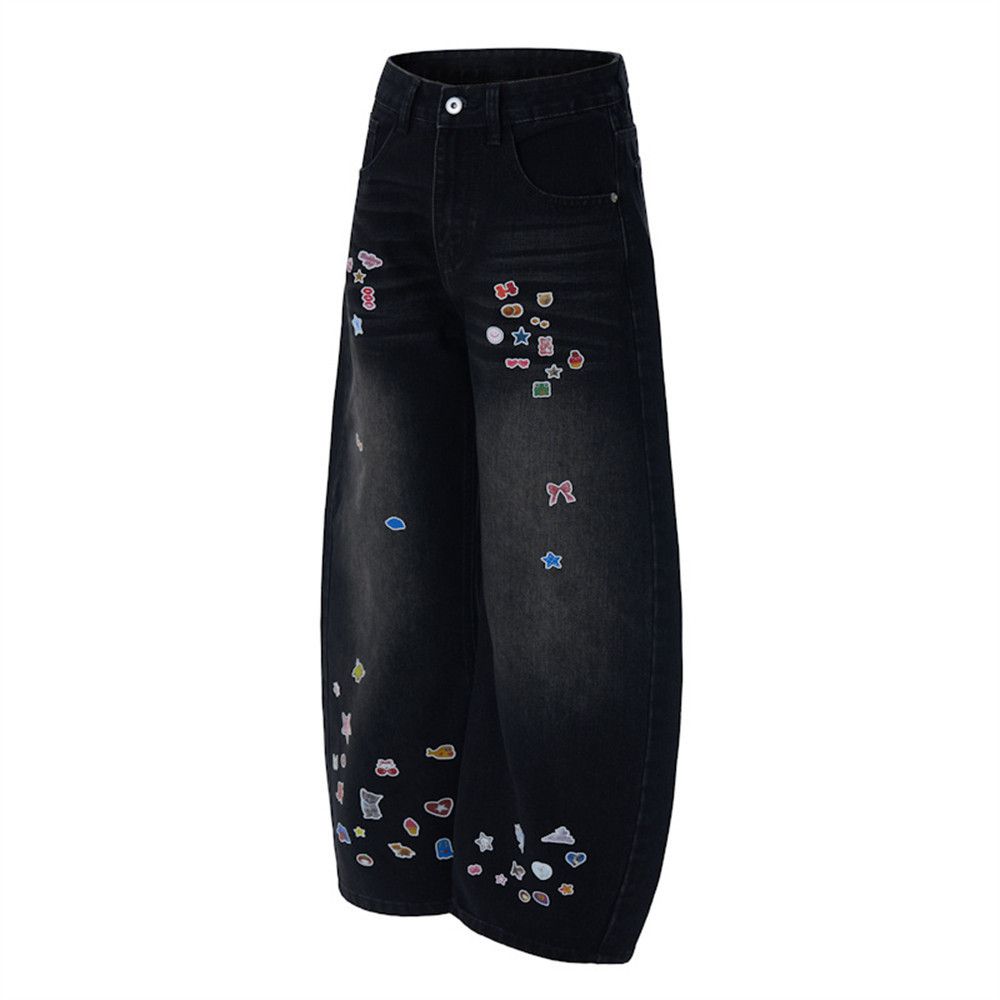 Vintage Men's hip-hop punk washed cartoon sticker machete jeans Size US 32 / EU 48 - 5 Thumbnail