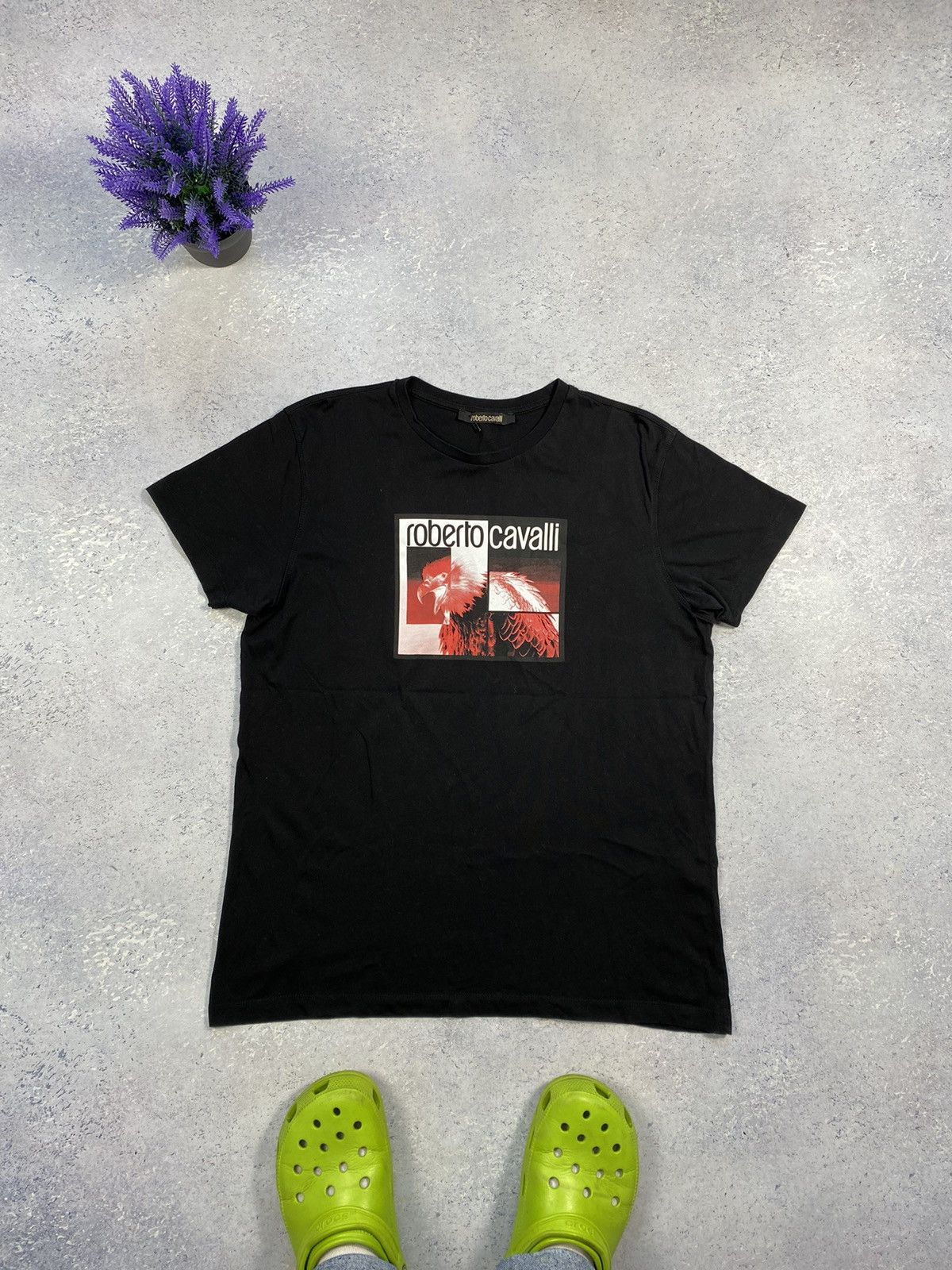 Roberto Cavalli Roberto Cavalli Men’s Black T-shirt With Big Centre Logo Size US L / EU 52-54 / 3 - 3 Thumbnail