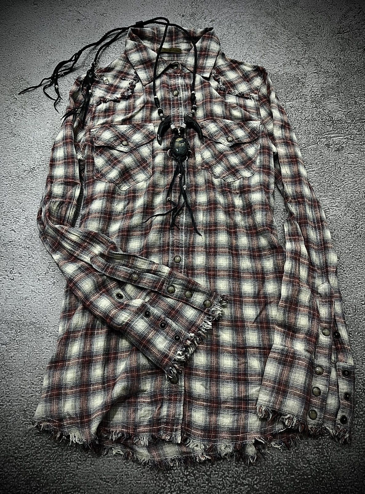GOA 2000s Goa Gothic Distressed Flannel Long Sleeve Size US M / EU 48-50 / 2 - 5 Thumbnail