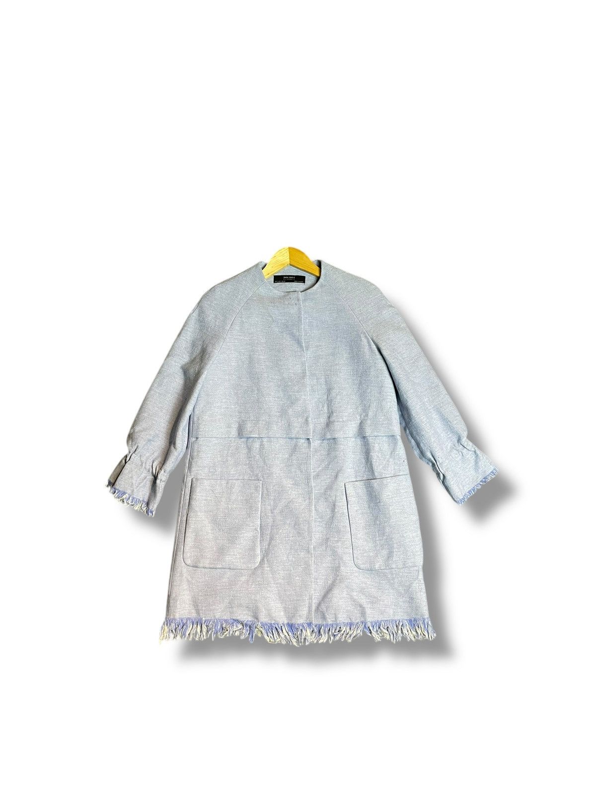 Vintage × Zara Zara x Casual Blue Frayed Hem Long Coat (26) Size US S / EU 44-46 / 1 - 1 Thumbnail