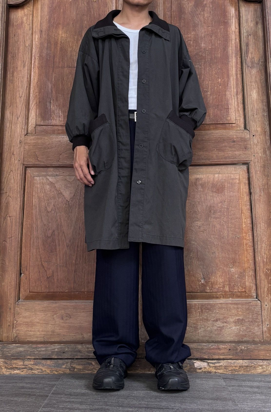 Issey Miyake FREE TAX! 90s Logo Printed Long Coat Jacket Size US M / EU 48-50 / 2 - 1 Thumbnail