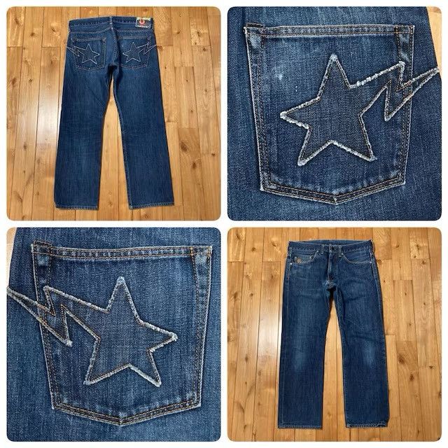 Bape BAPE STA LOGO Denim Pants a bathing ape star NIGO ★size S Size US 30 / EU 46 - 1 Thumbnail