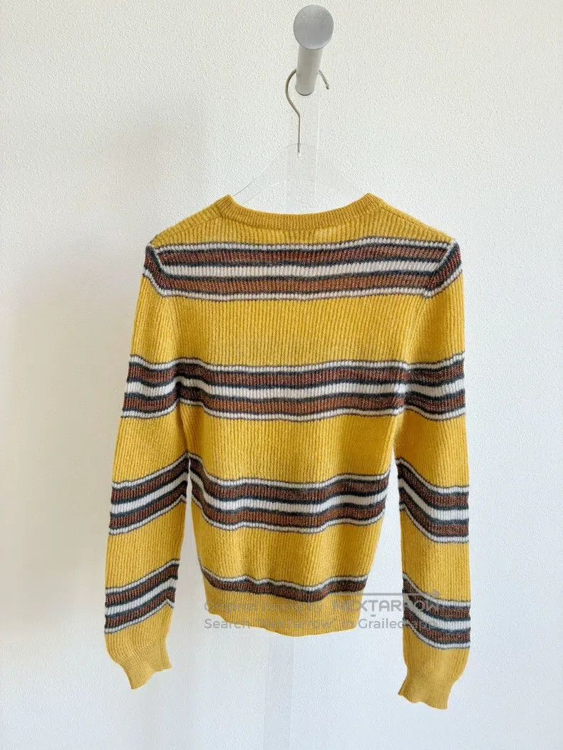 Brunello Cucinelli Brunello Cucinelli Mustard Striped Knit Sweater, 40% Mohai Size XS / US 0-2 / IT 36-38 - 2 Thumbnail