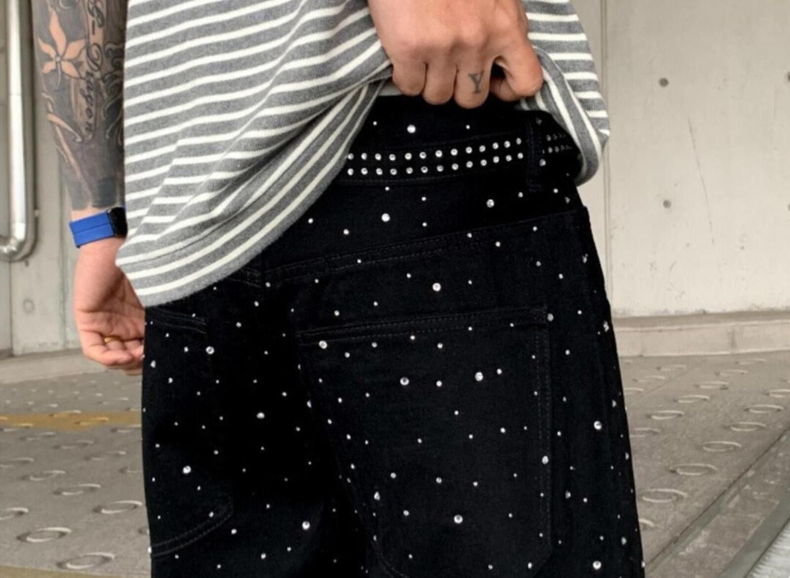 Other Rhinestone Black Studded Pants Size US 32 / EU 48 - 4 Thumbnail