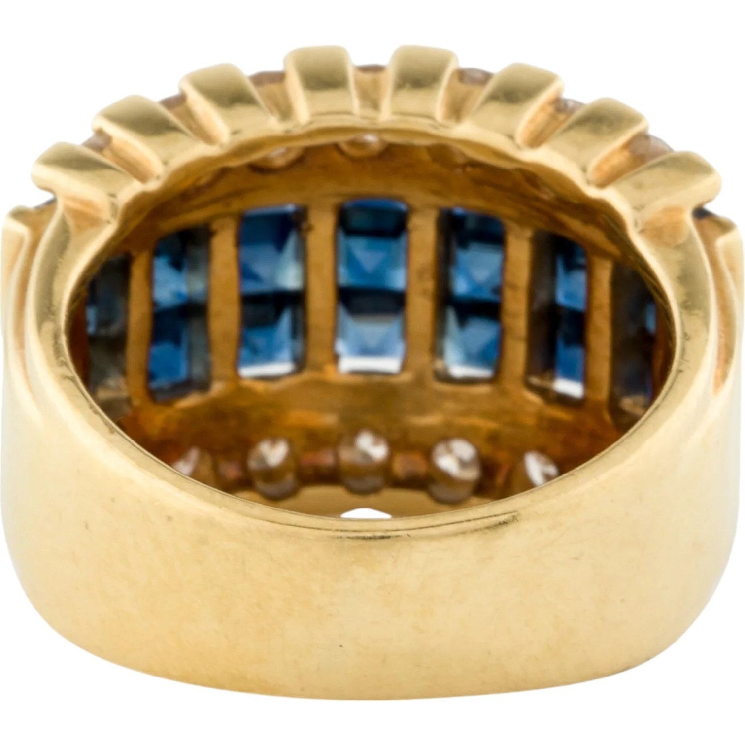 Other 18K Solid Gold Sapphires & Diamonds Ring, Band 5 Size ONE SIZE - 3 Thumbnail