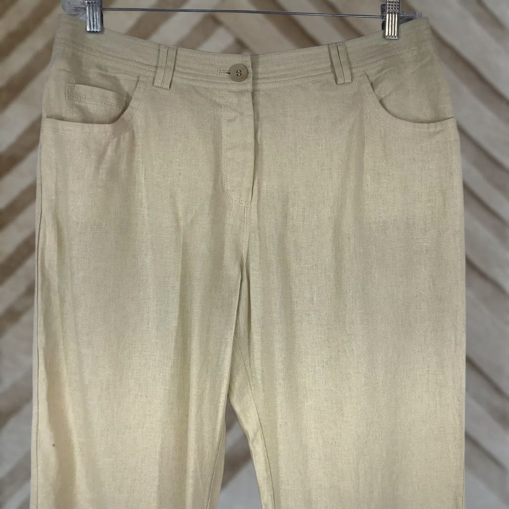 Vintage ELLEN ORTON - WOMEN'S LARGE - BEIGE LINEN BLEND PANTS - Men’s L? Size 36" / US 14 / IT 50 - 1 Thumbnail