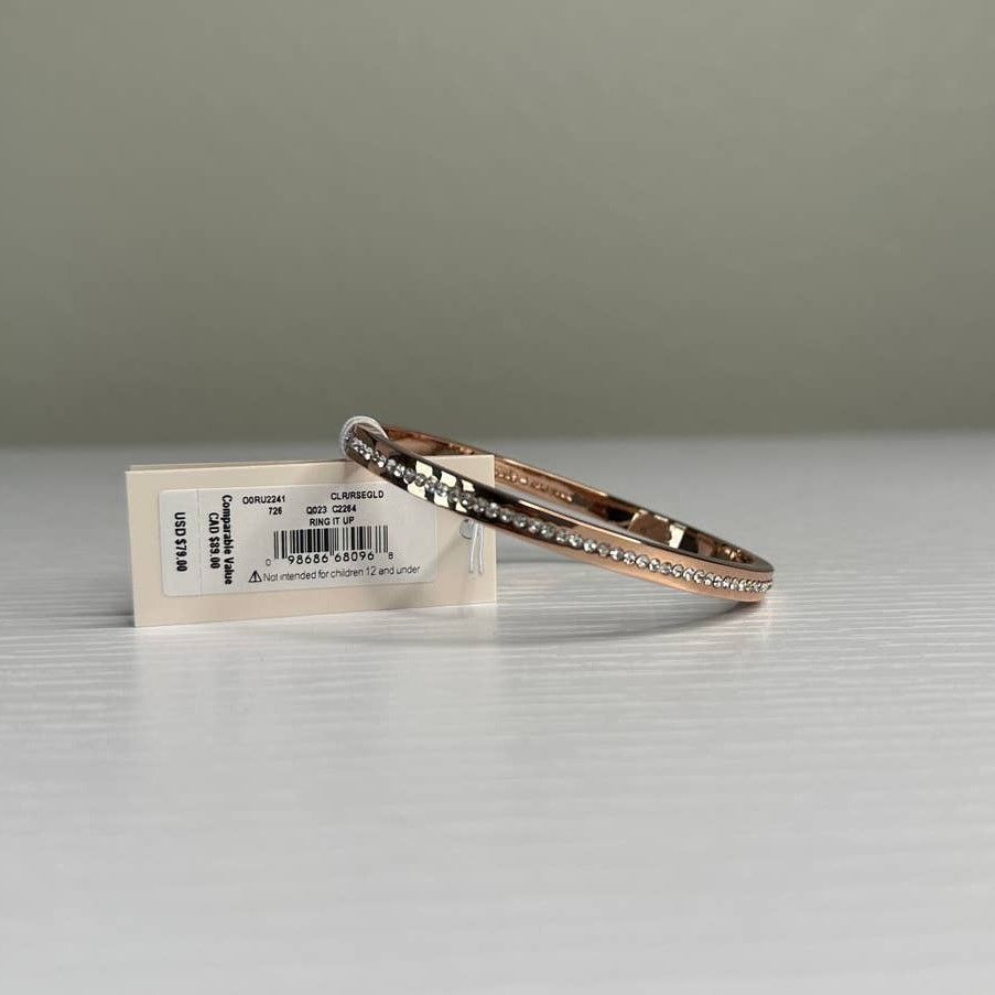 Kate Spade Kate Spade Rose Gold Tone Clear Pave Hinged Bangle Bracelet Size ONE SIZE - 1 Thumbnail