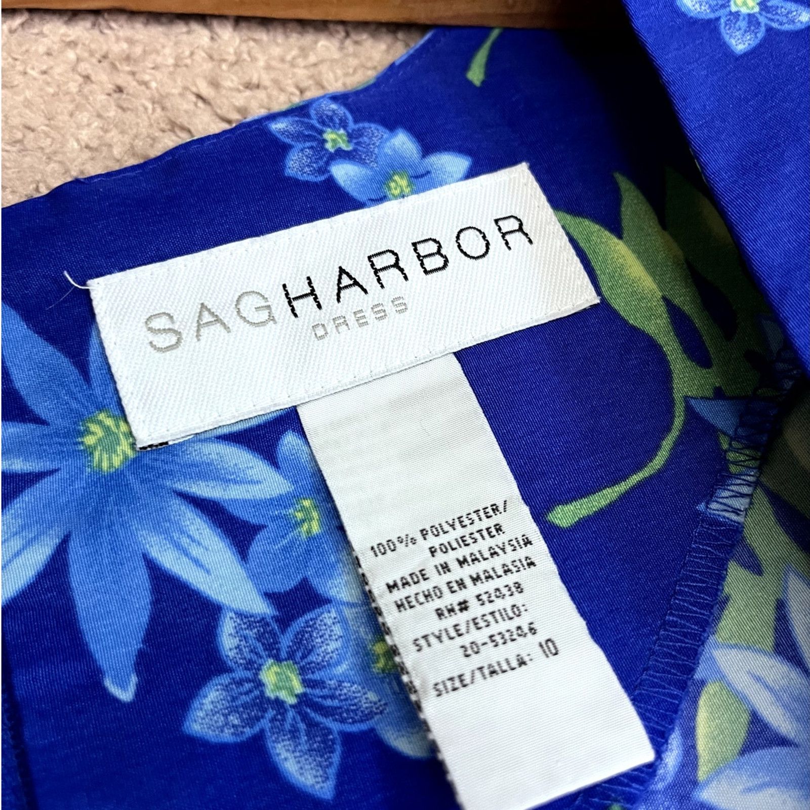 Vintage Women's Vintage Blue Floral Sag Harbor Dress 10 Size L / US 10 / IT 46 - 5 Thumbnail