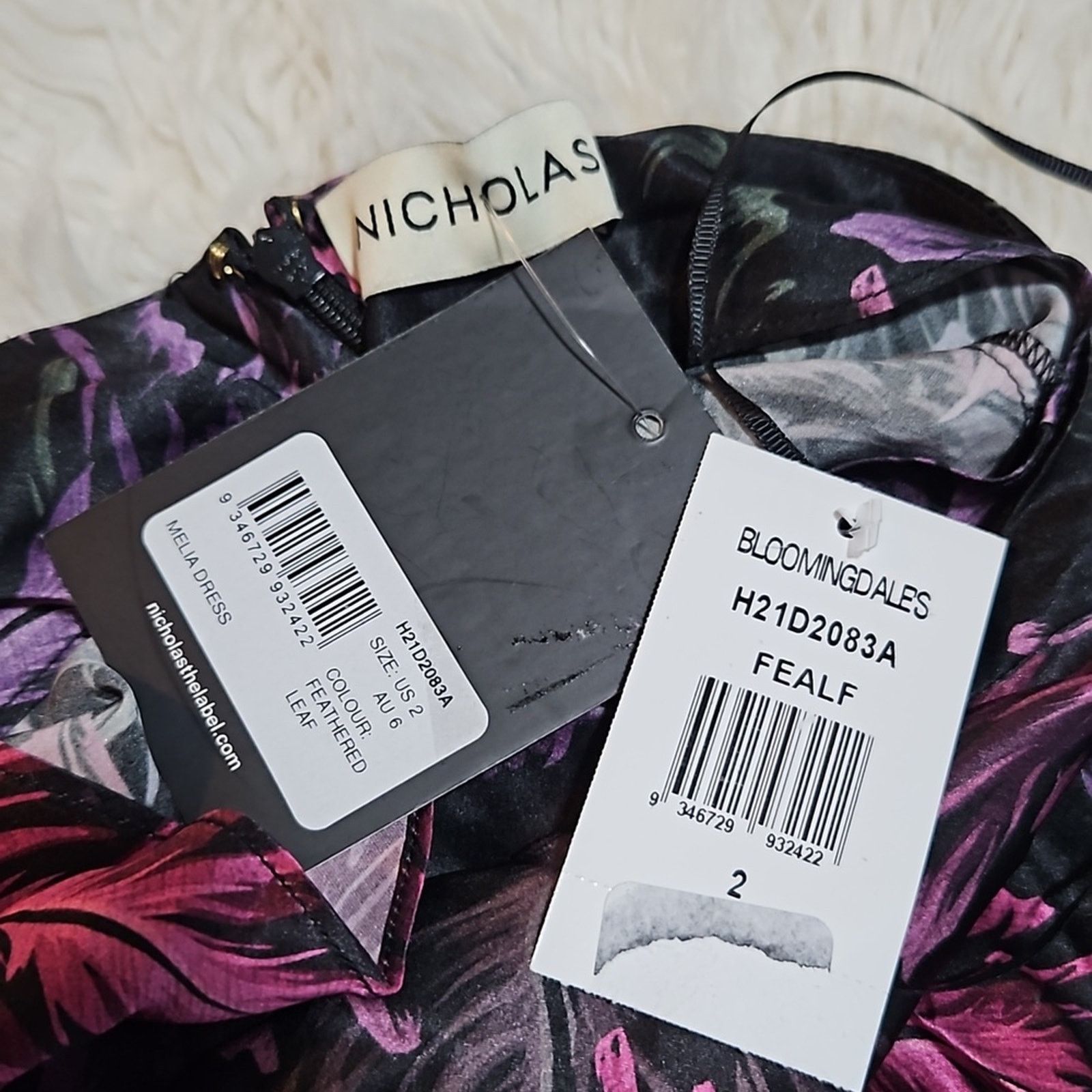 NICHOLAS NICHOLAS Melia floral-feather print silk halter-neck gown Size XS / US 0-2 / IT 36-38 - 8 Thumbnail