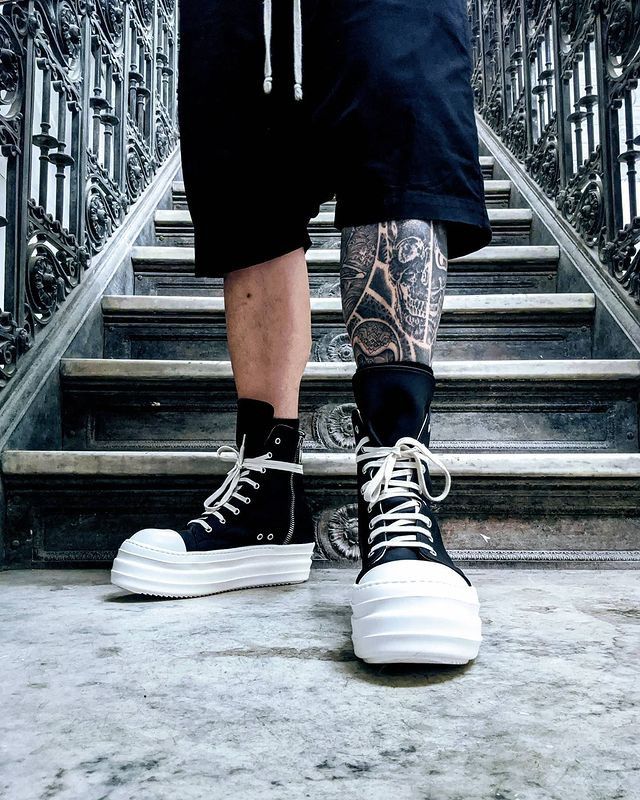 Rick Owens Drkshdw *NEW* SS20 PENTAGRAM DOUBLE BUMPER RAMONES HIGH BLACK Size US 8 / EU 41 - 5 Thumbnail